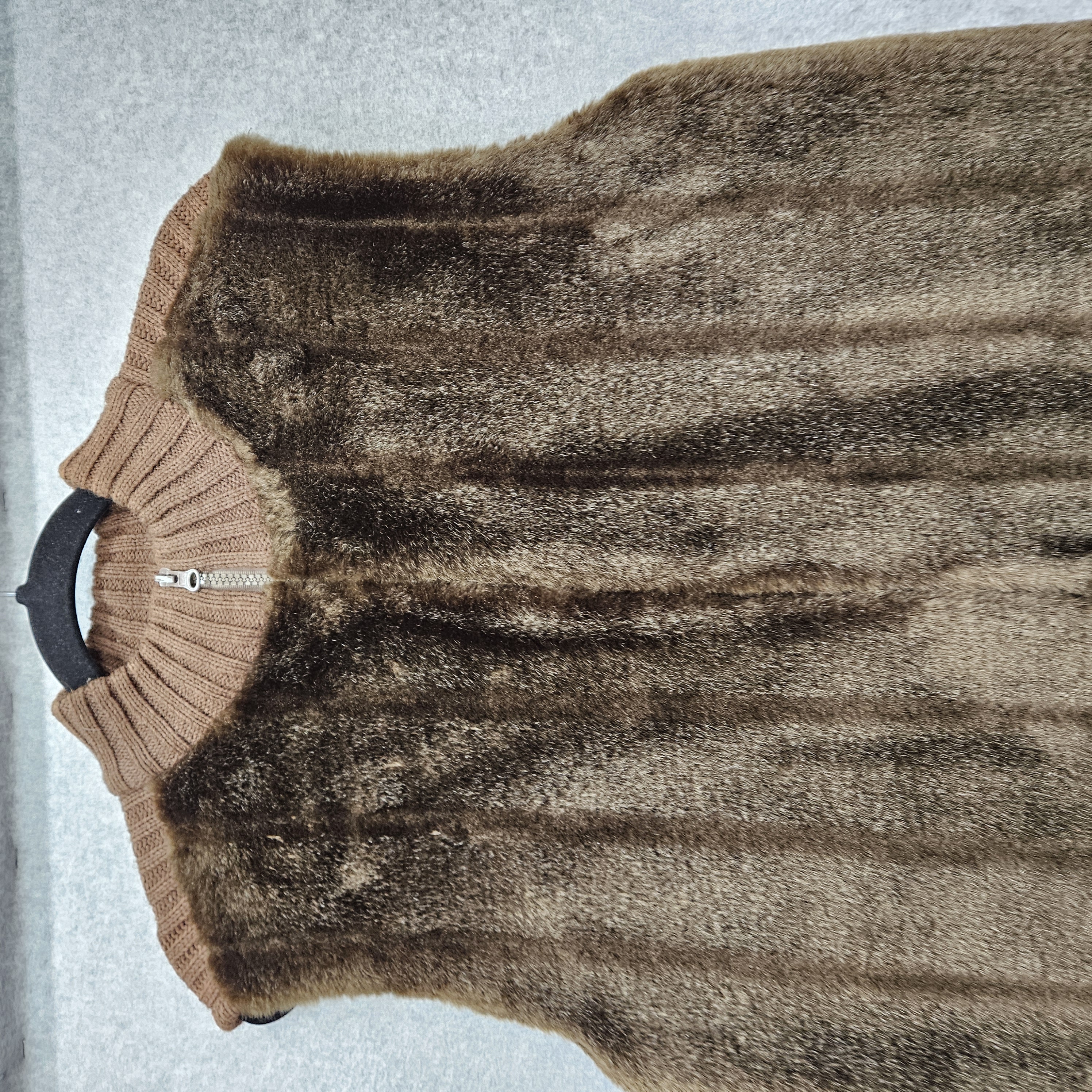 Designers Studio Originals Women's Large Brown Fur Sweater Vest