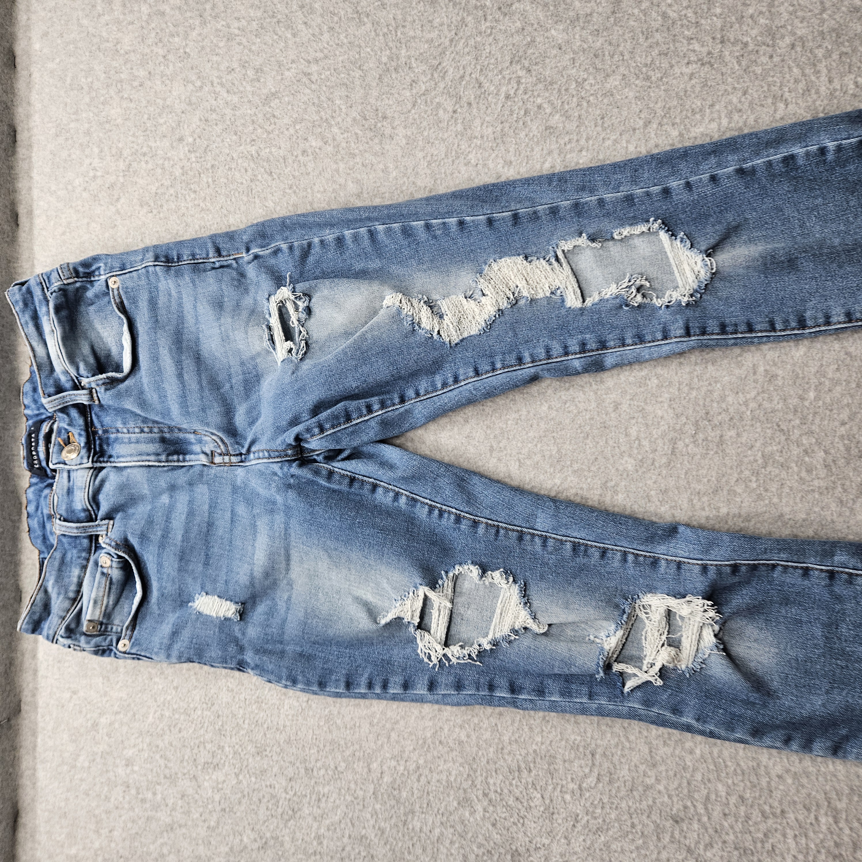 Erosposta Women's Size 8 Blue Distressed Skinny Jeans Ripped Denim