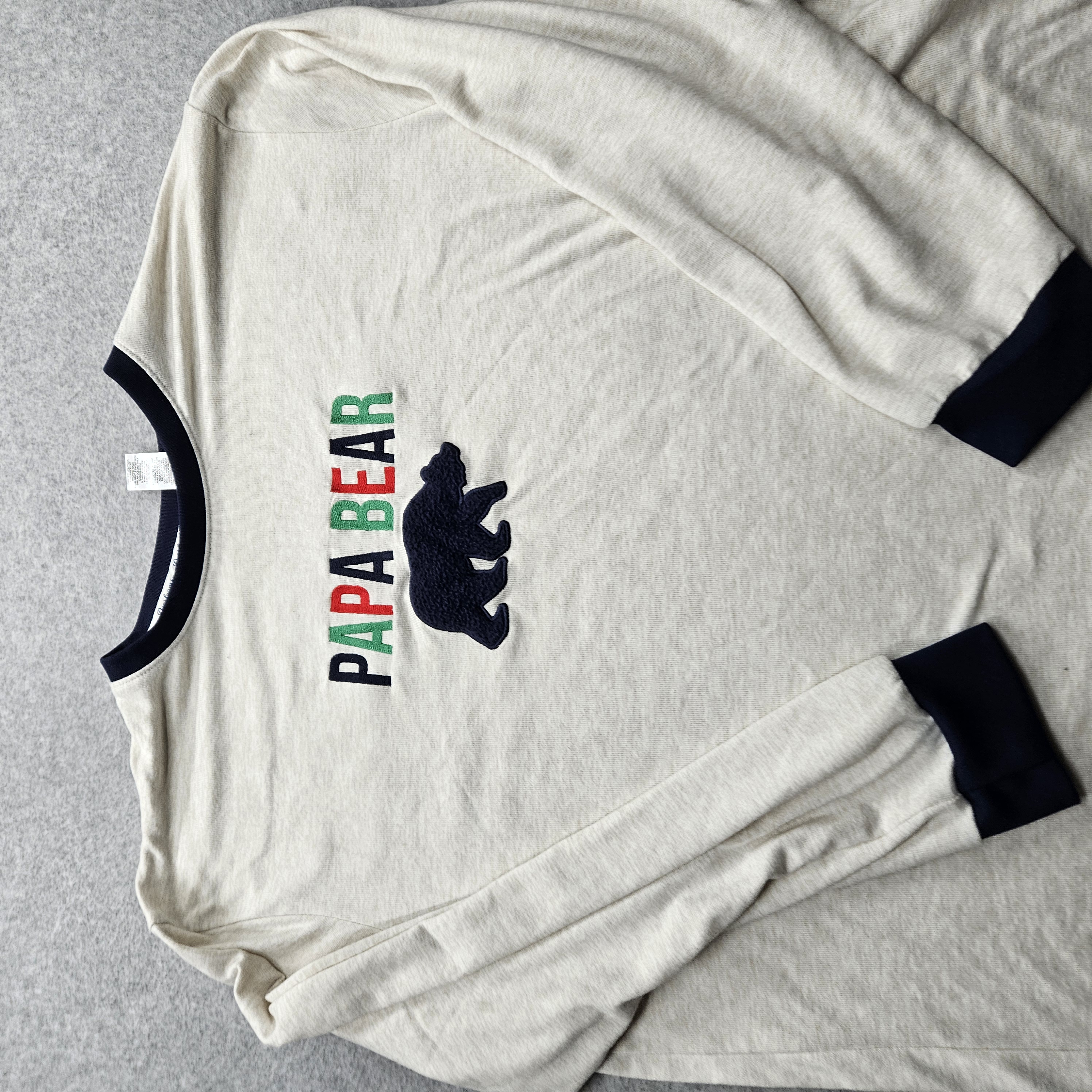 Dearfoams Men's 2XL Black & White Papa Bear Round Neck Long Sleeves