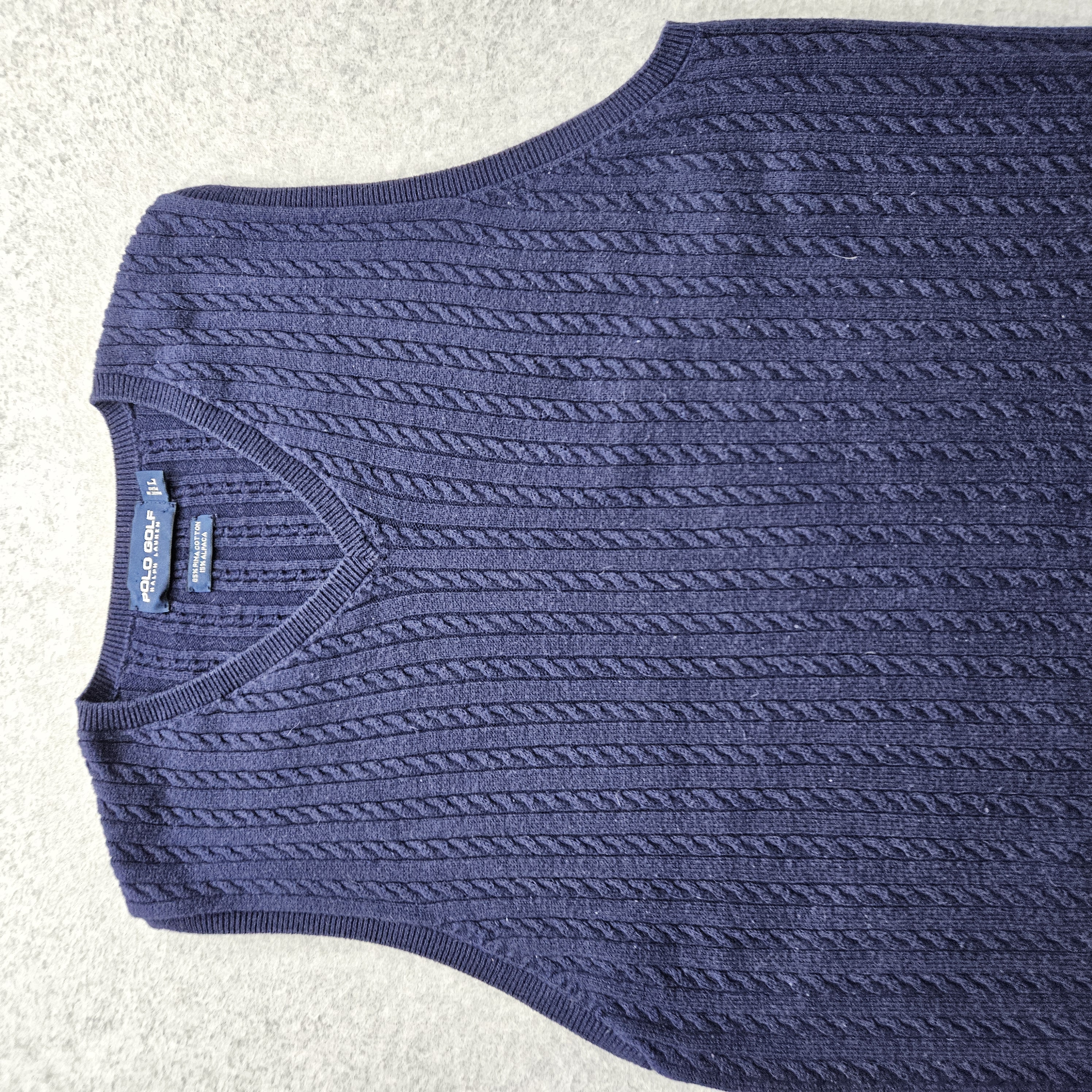 Ralph Lauren Men's Large Blue Hand Knitted V-neck Tank Tops