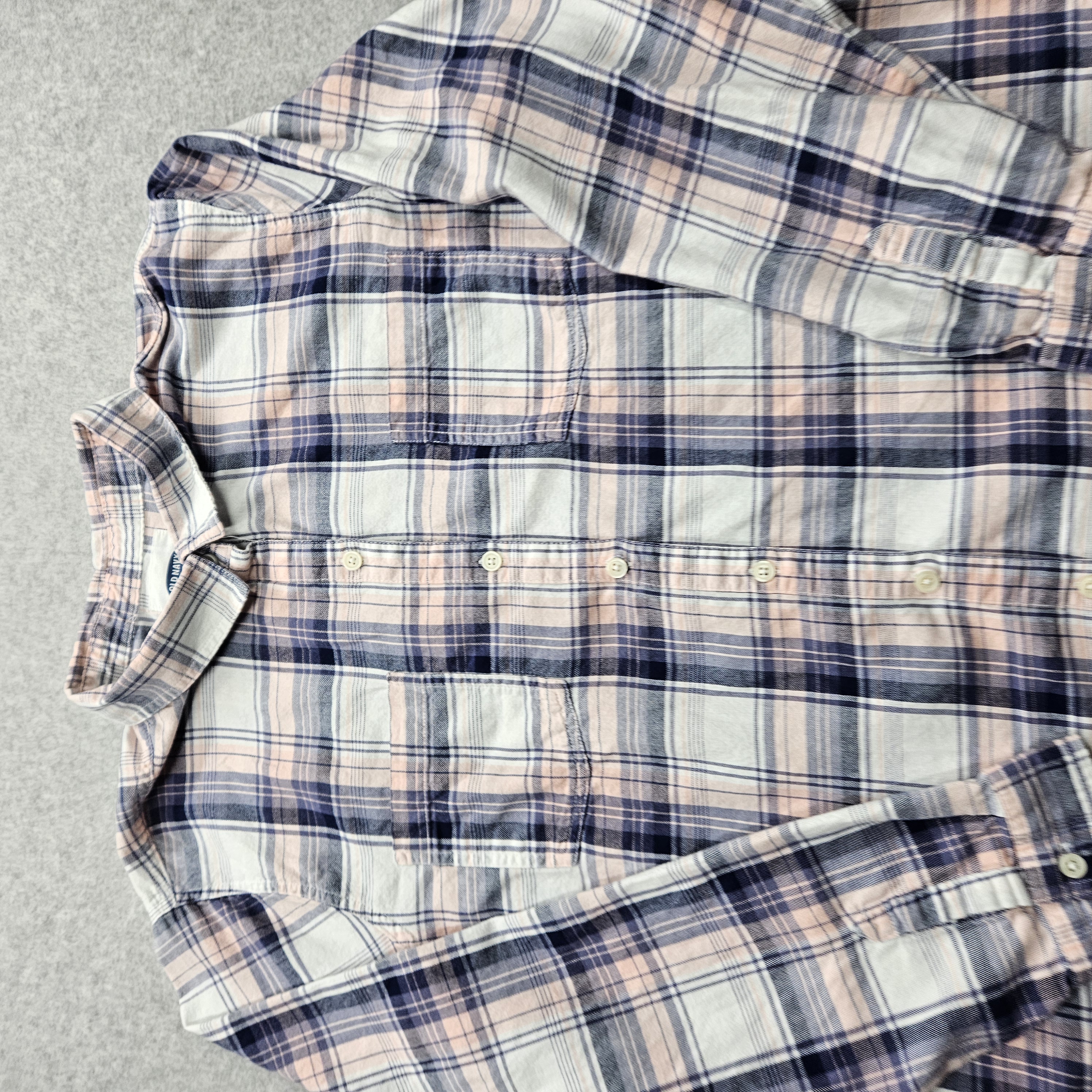 Old Navy Brand Women's XXL Multi-Colored Madras Long Sleeve Button-Down Shirt