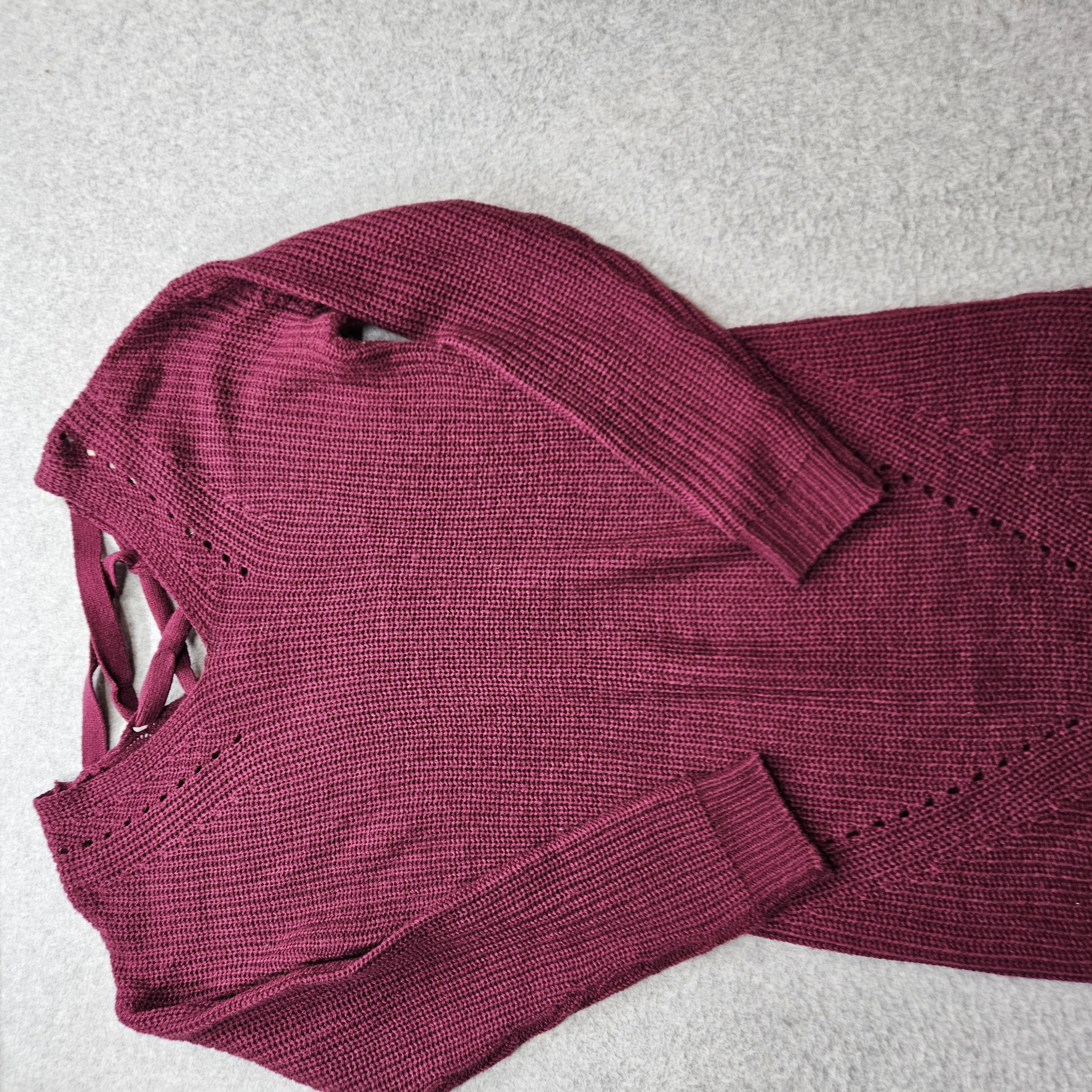 Moral Fiber Women's Medium Burgudy Knitted Long Sleeve Dress NWT