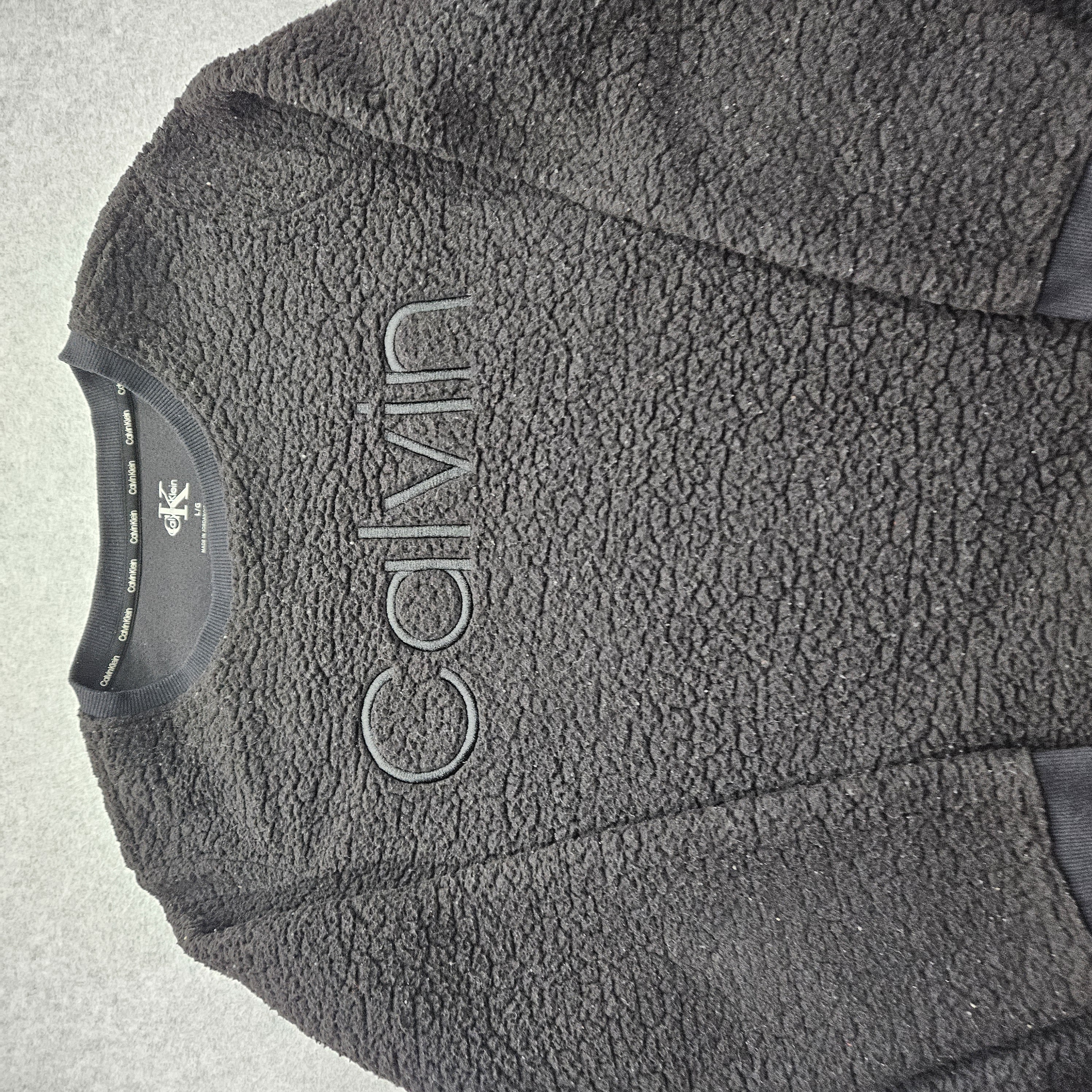  Calvin Klein Women's Large Black Bubble Fleece Knit Sweatshirt