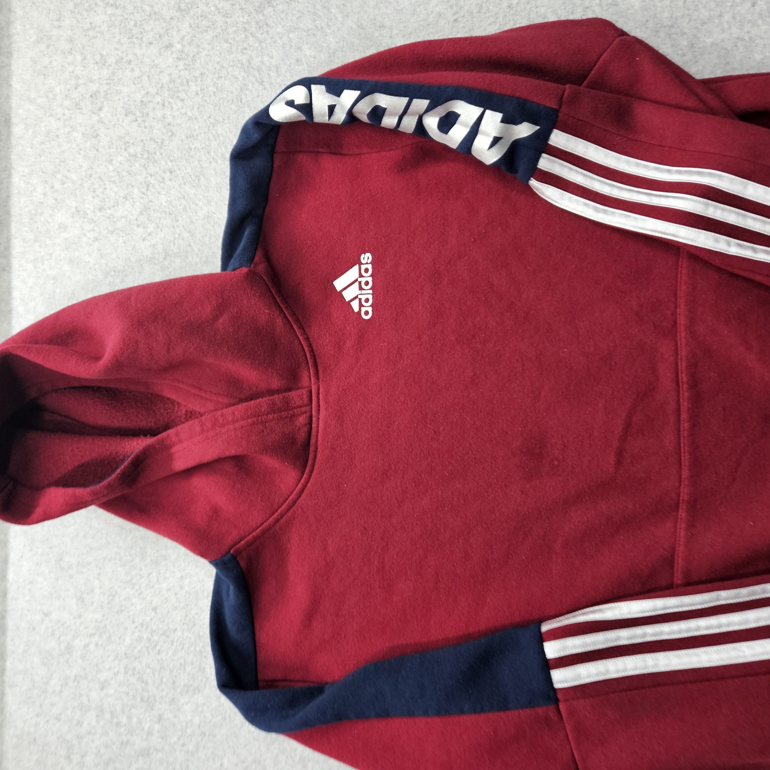 Adidas Men's Size 21 Red Hoodie Jacket With Front Pocket
