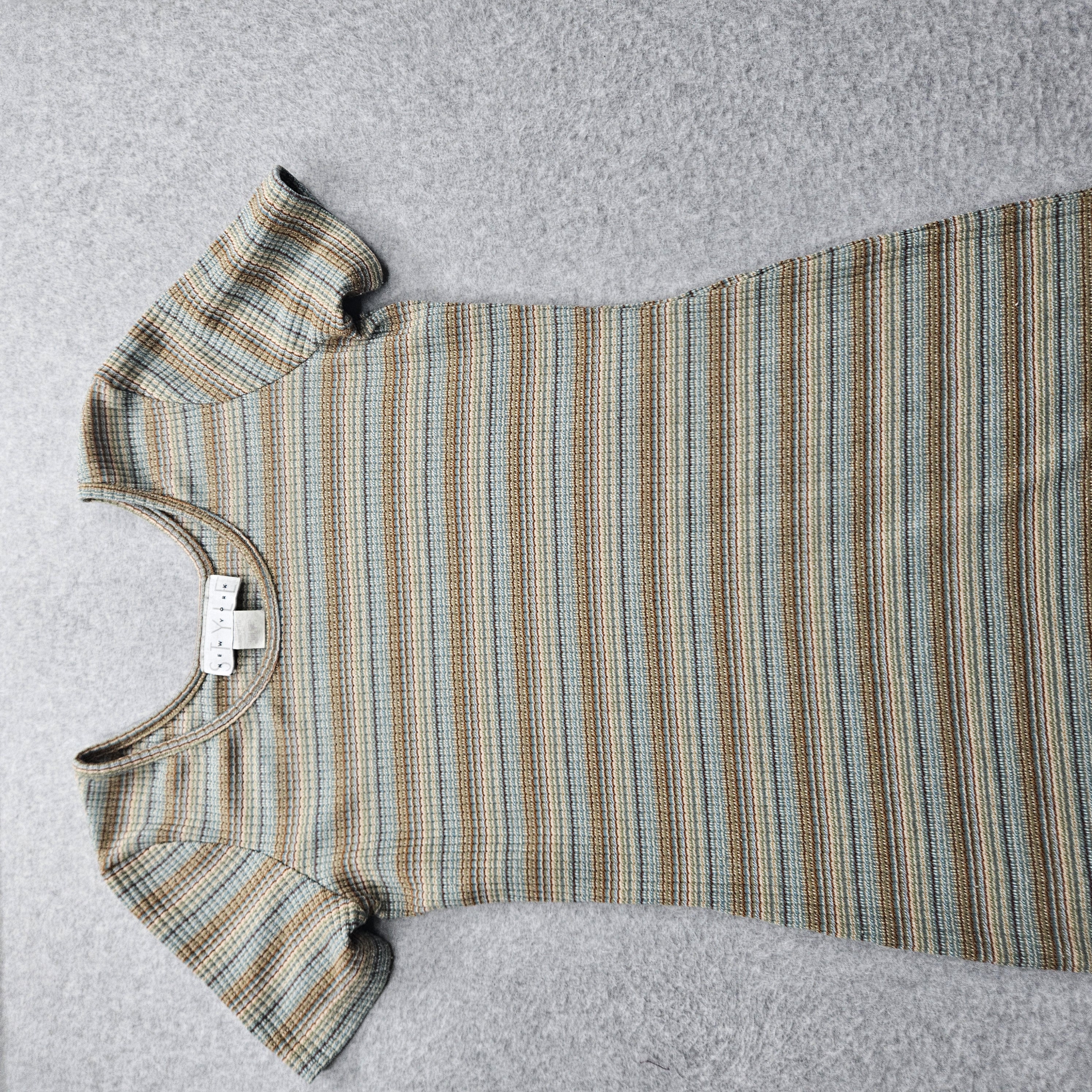 Style New York Women's Small Brown Striped Mock Neck Dress