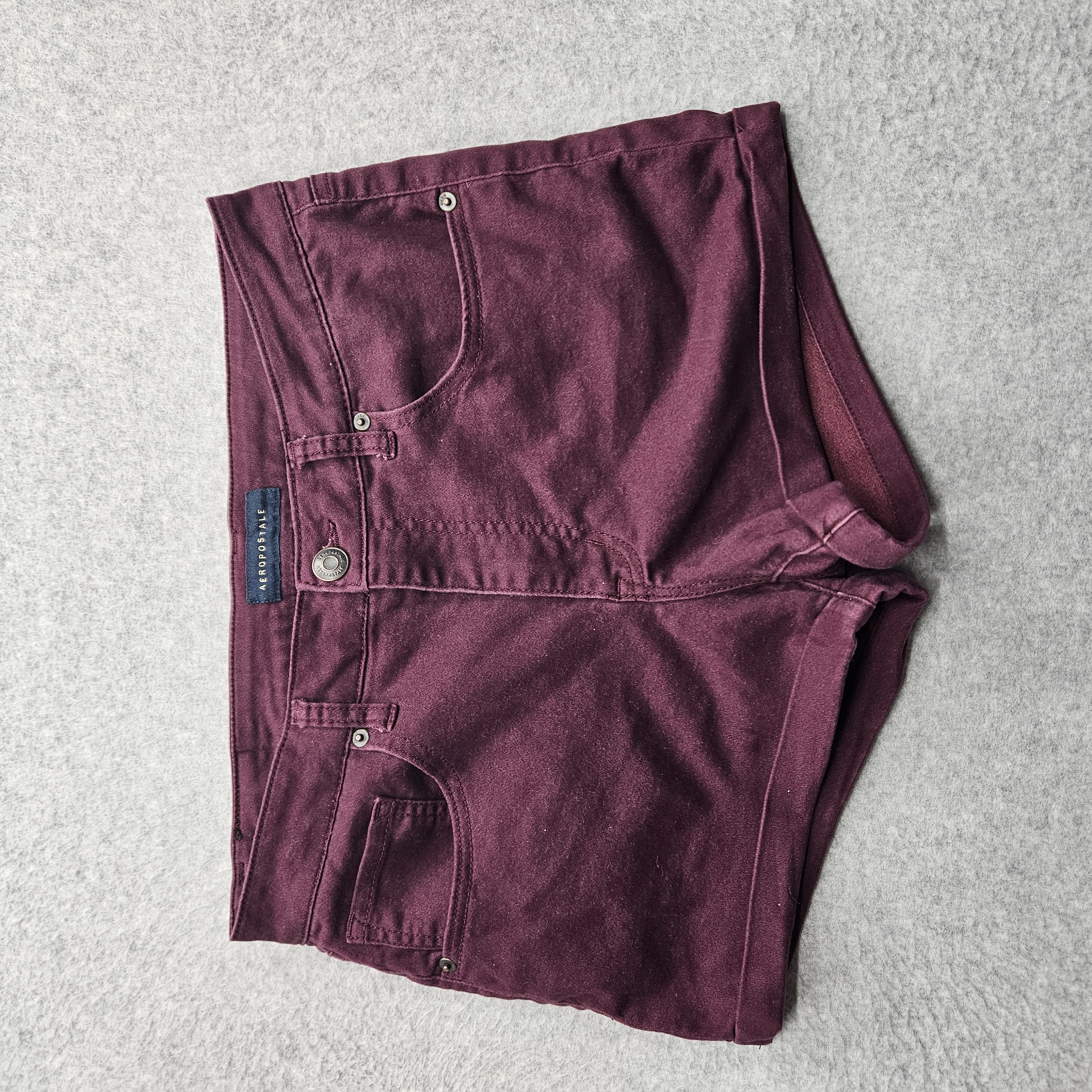 Aeropostale Women Size 10 Burgundy High Rise Cuffed Denim Shorts