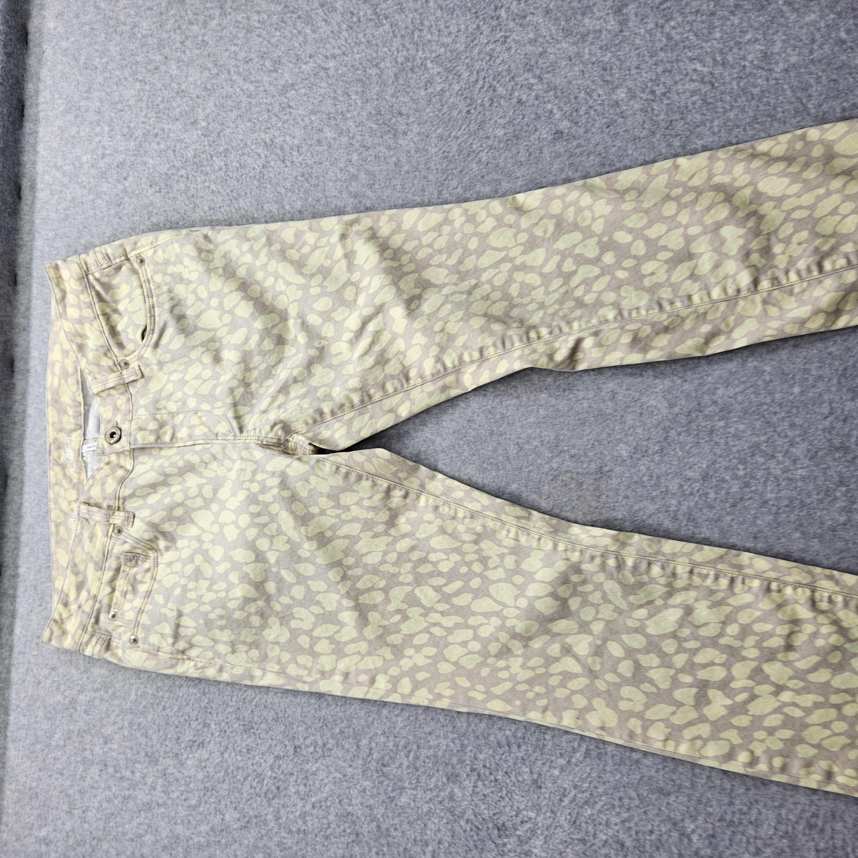 LOFT Women's Size 2P Beige Yellow Print Modern Straight Pants NWT