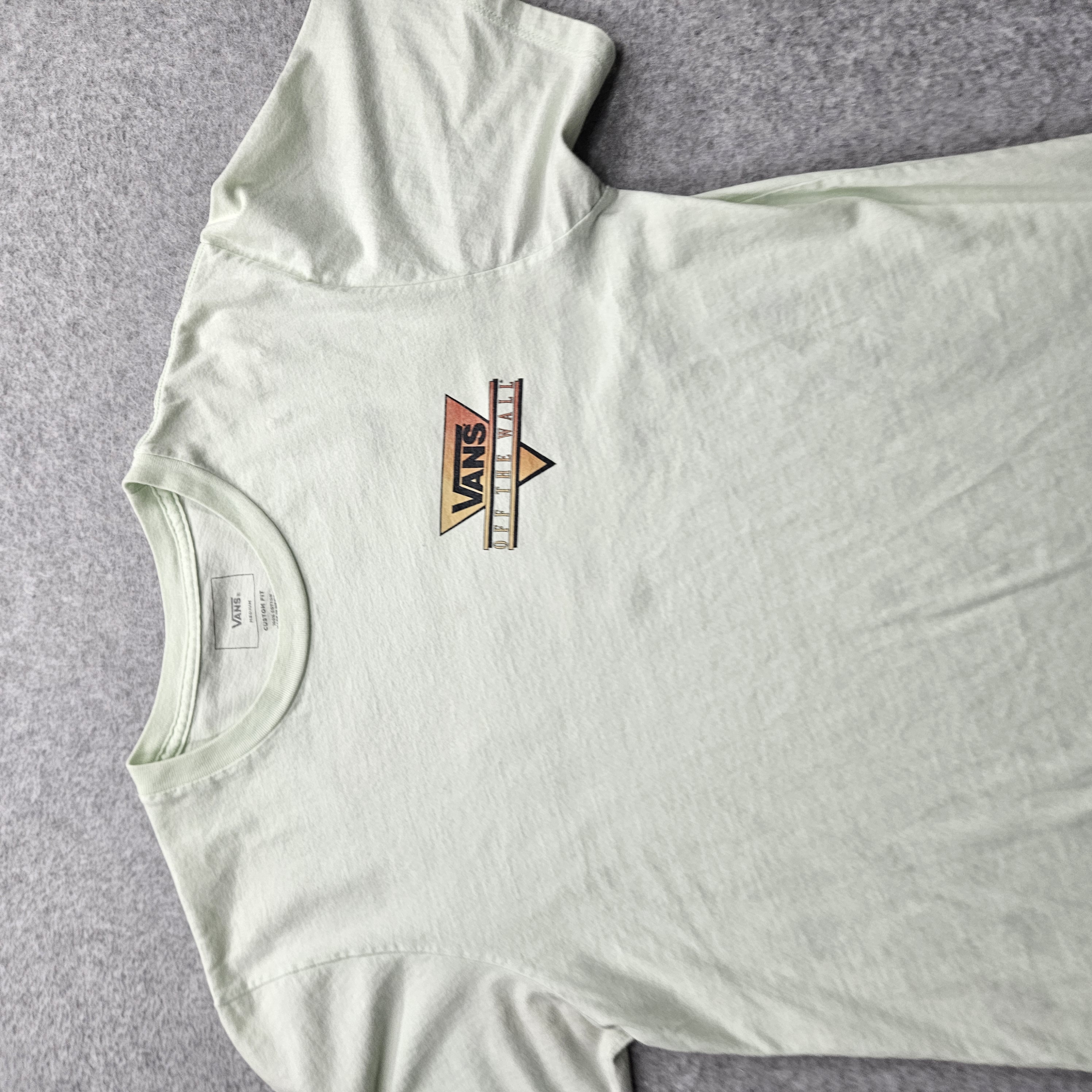Vans Women Medium Sage Green Short Sleeve Graphic T-Shirt Custom Fit