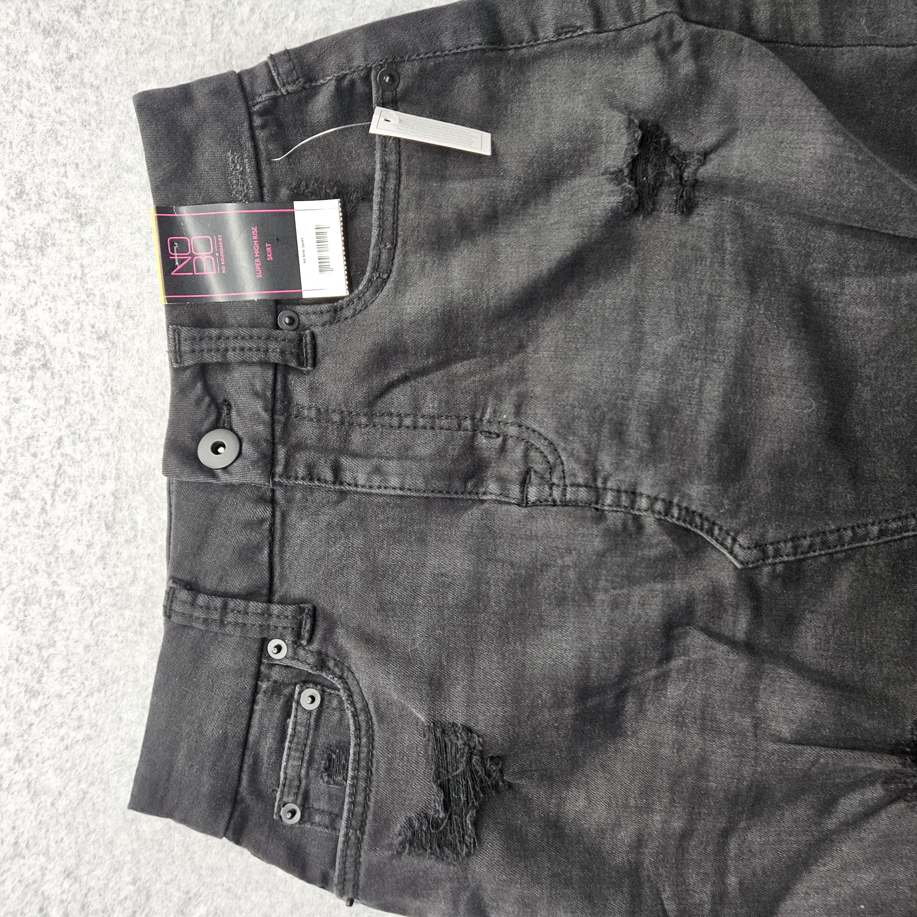No Boundaries Women Size Large Black Super High Rise Mini Skirt NWT