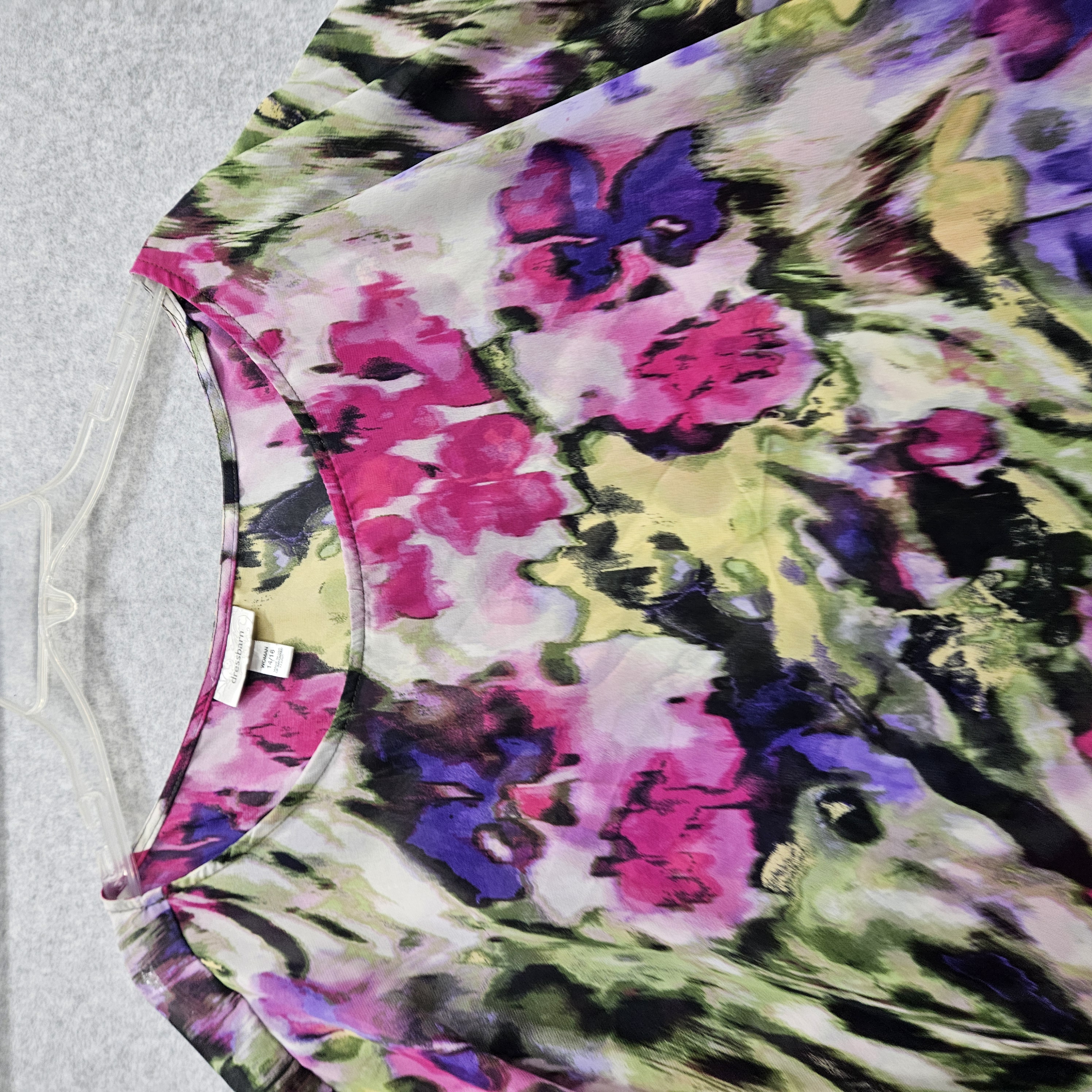 Dressbarn Women Size 14/16 Floral Abstract Sheer Kimono Top