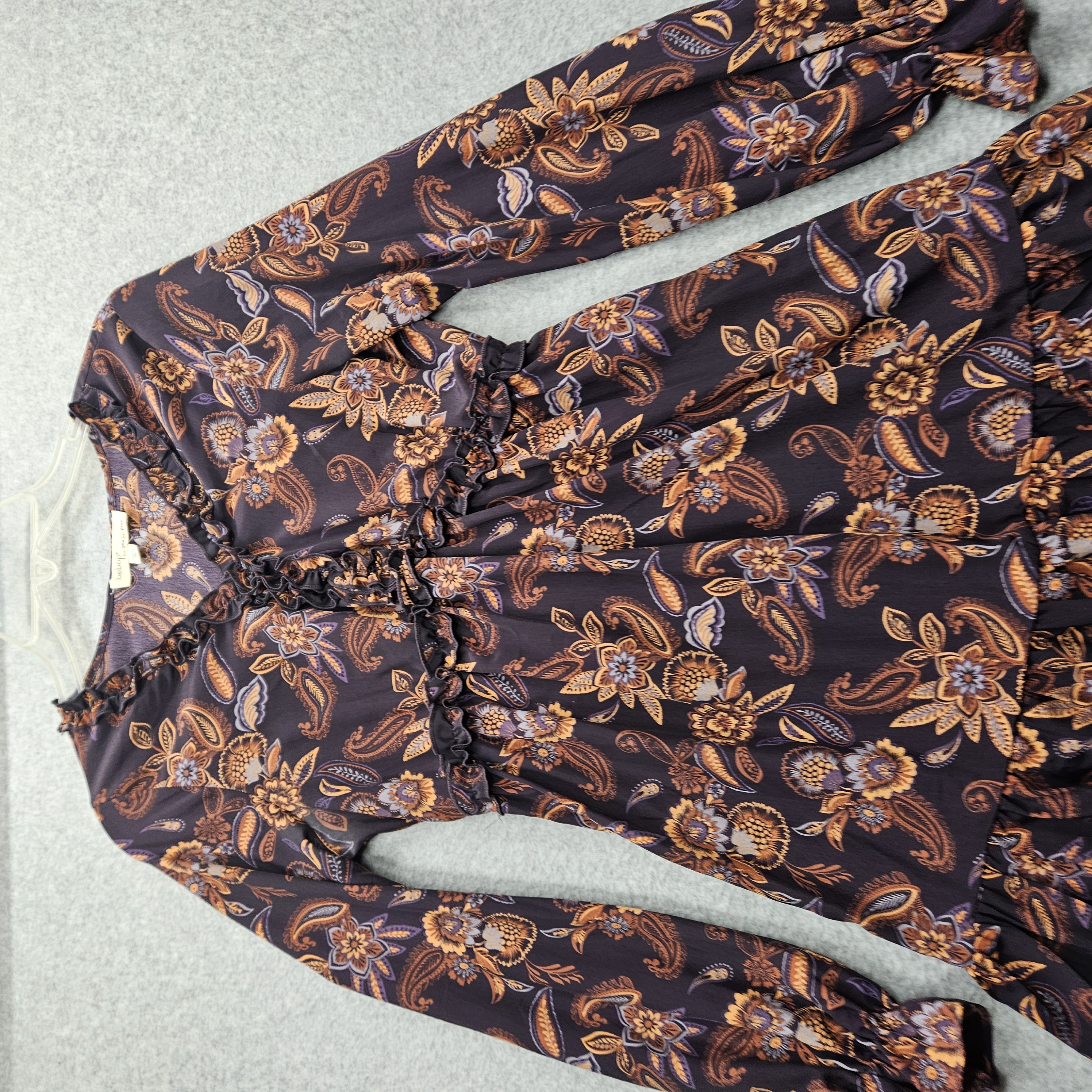 Bebop Women's Size Small Purple Floral Paisley Long Sleeve Dress NWT