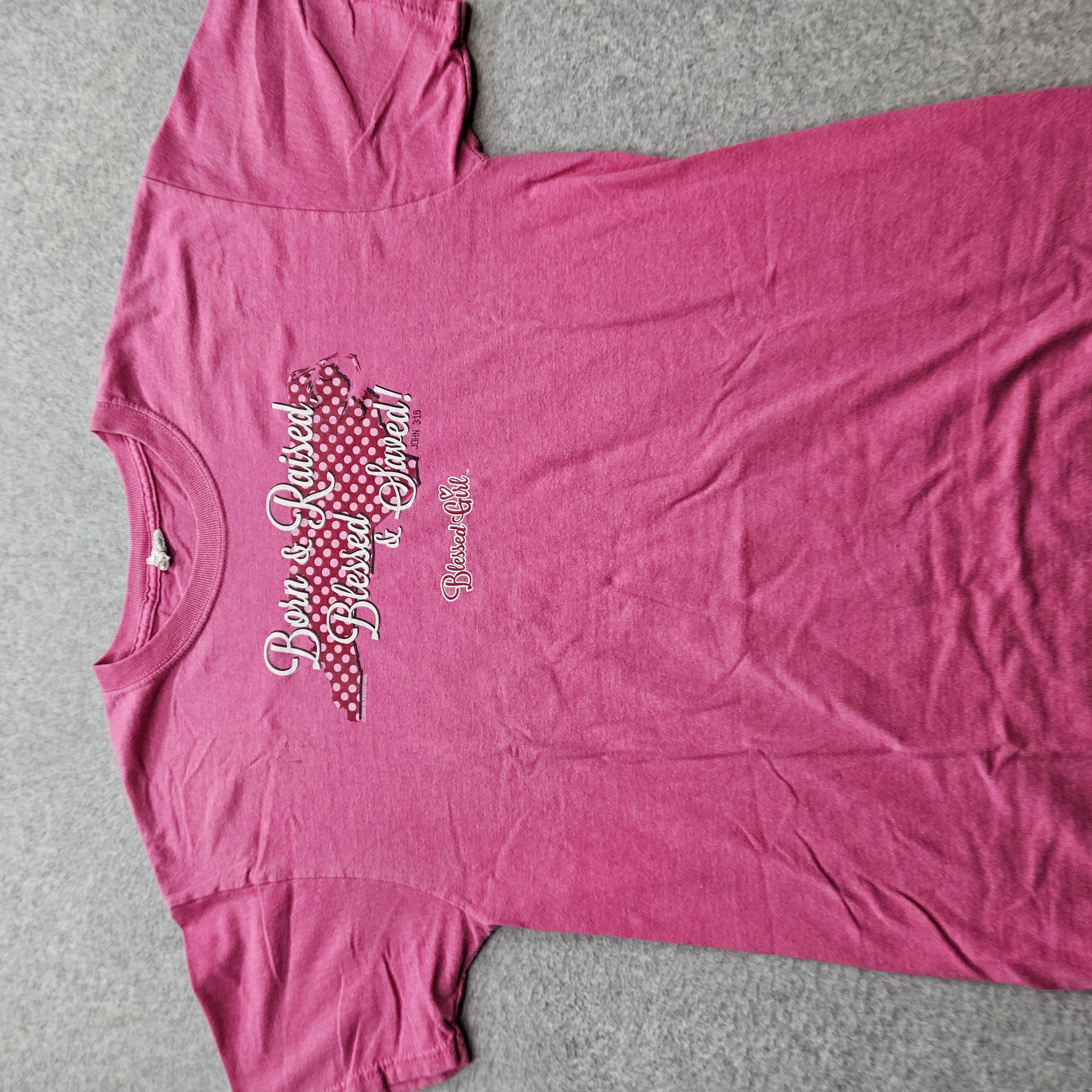 Blessed Girl Women Size Medium Pink Short Sleeve Graphic Activewear Top