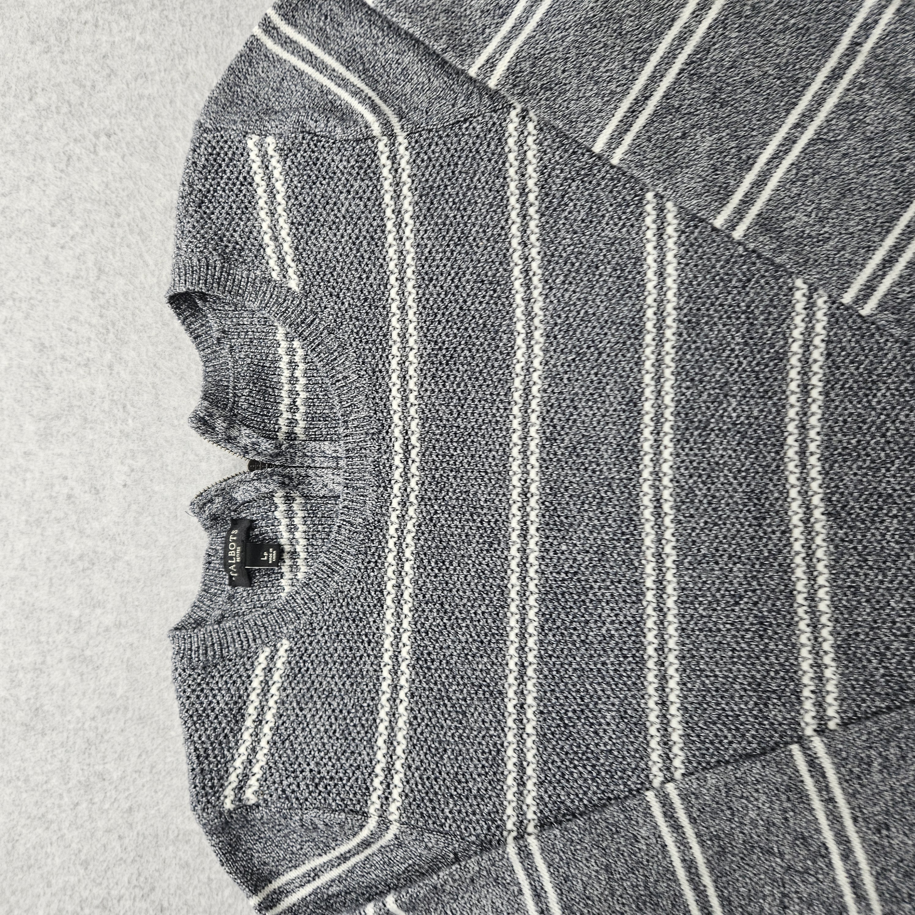 Talbot Women's Petite Large Gray Striped Sweater