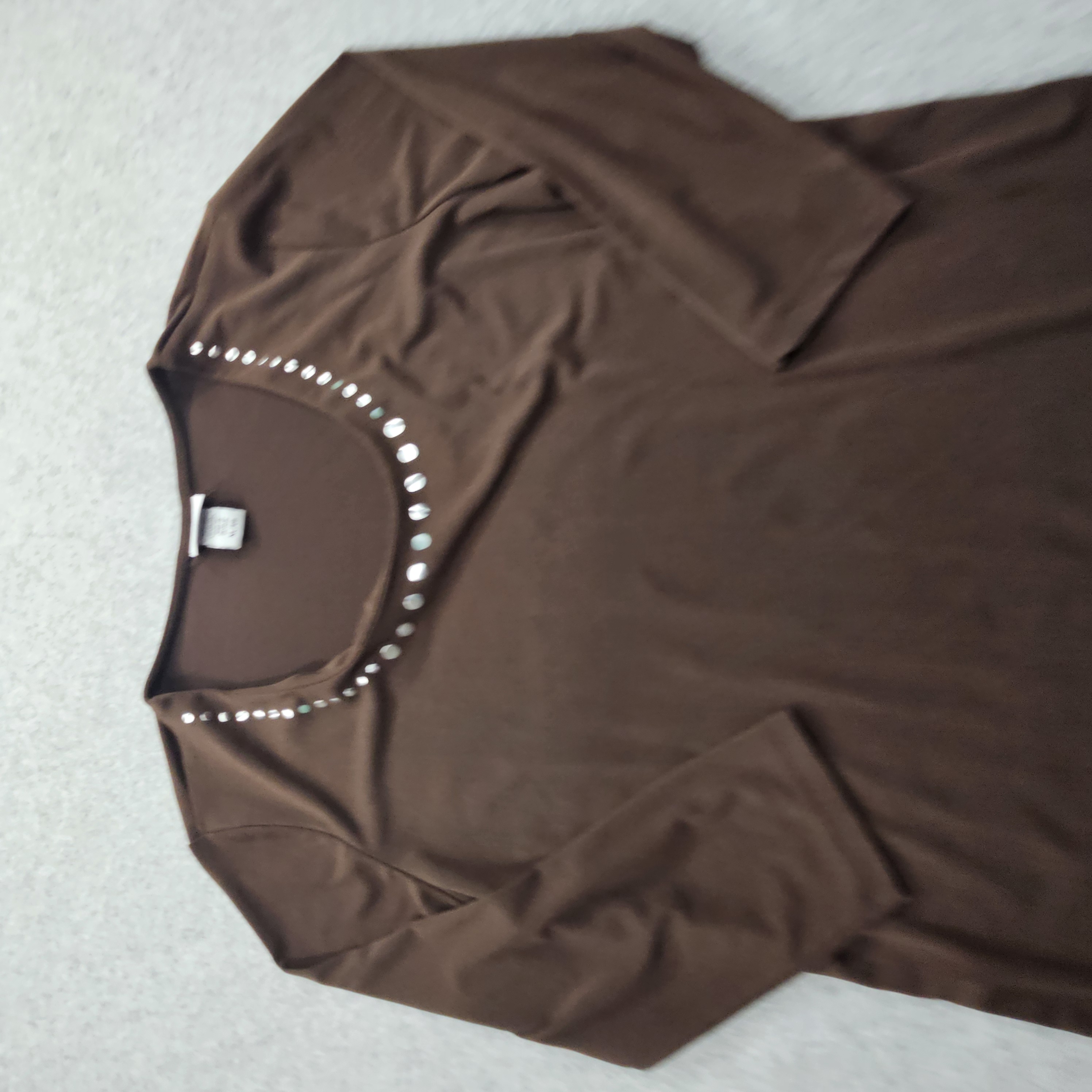 Jaclyn Smith Women's XL Brown Long Sleeve Blouse