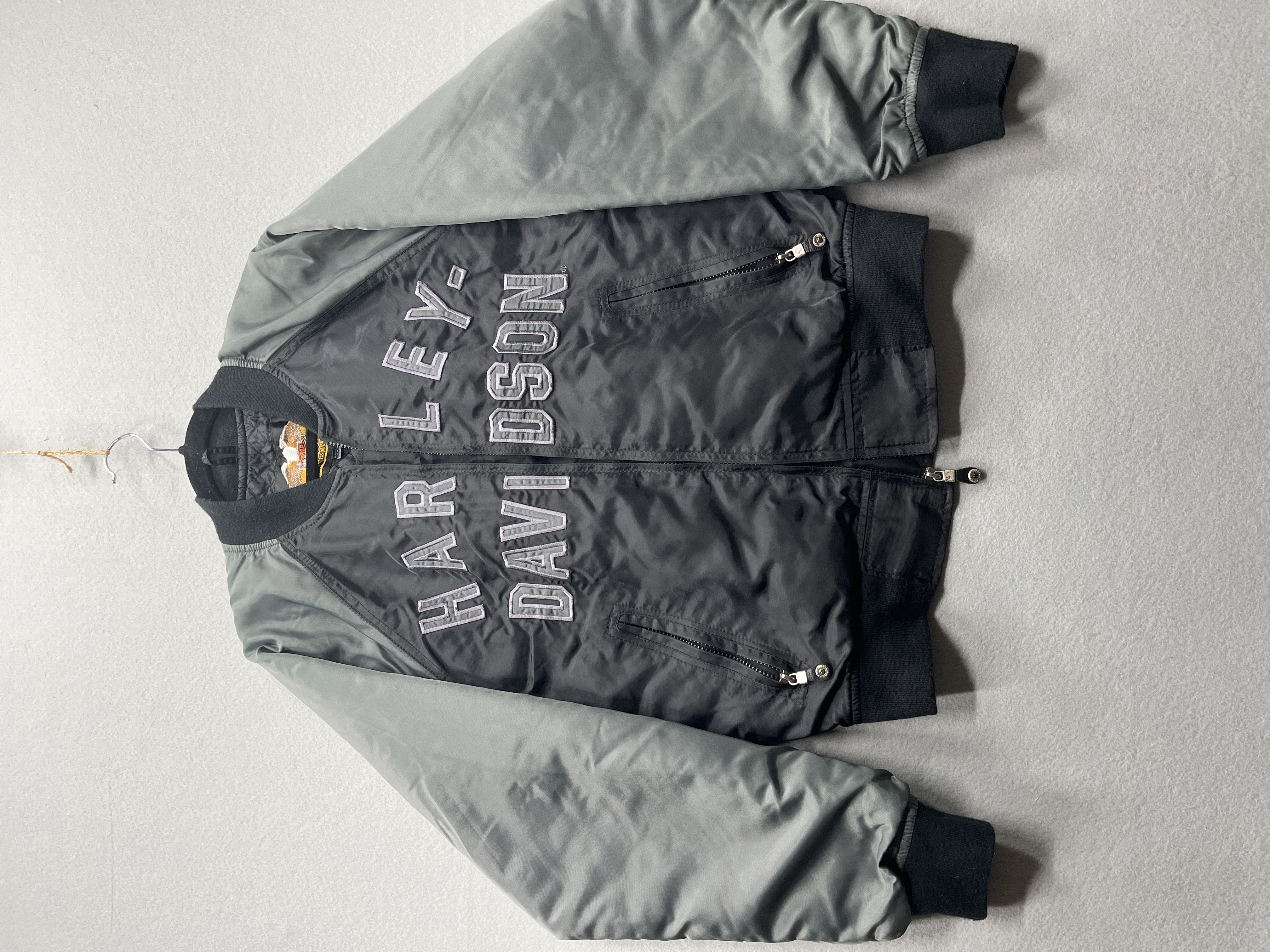 Harley Davidson Men's Small Black & Gray Long Sleeve Bomber Jacket