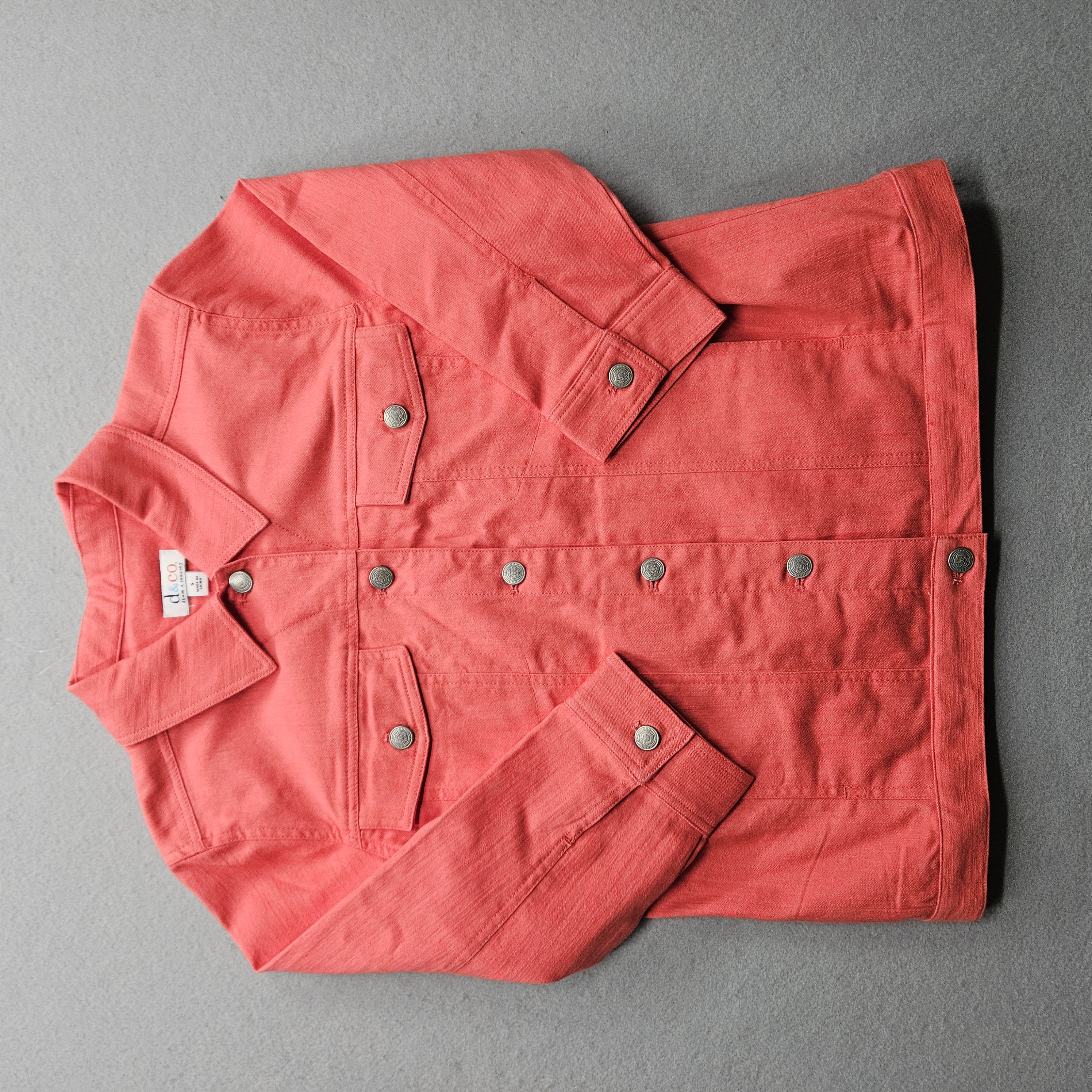 d&co. Women's Size Small Coral Long Sleeve Denim Jacket