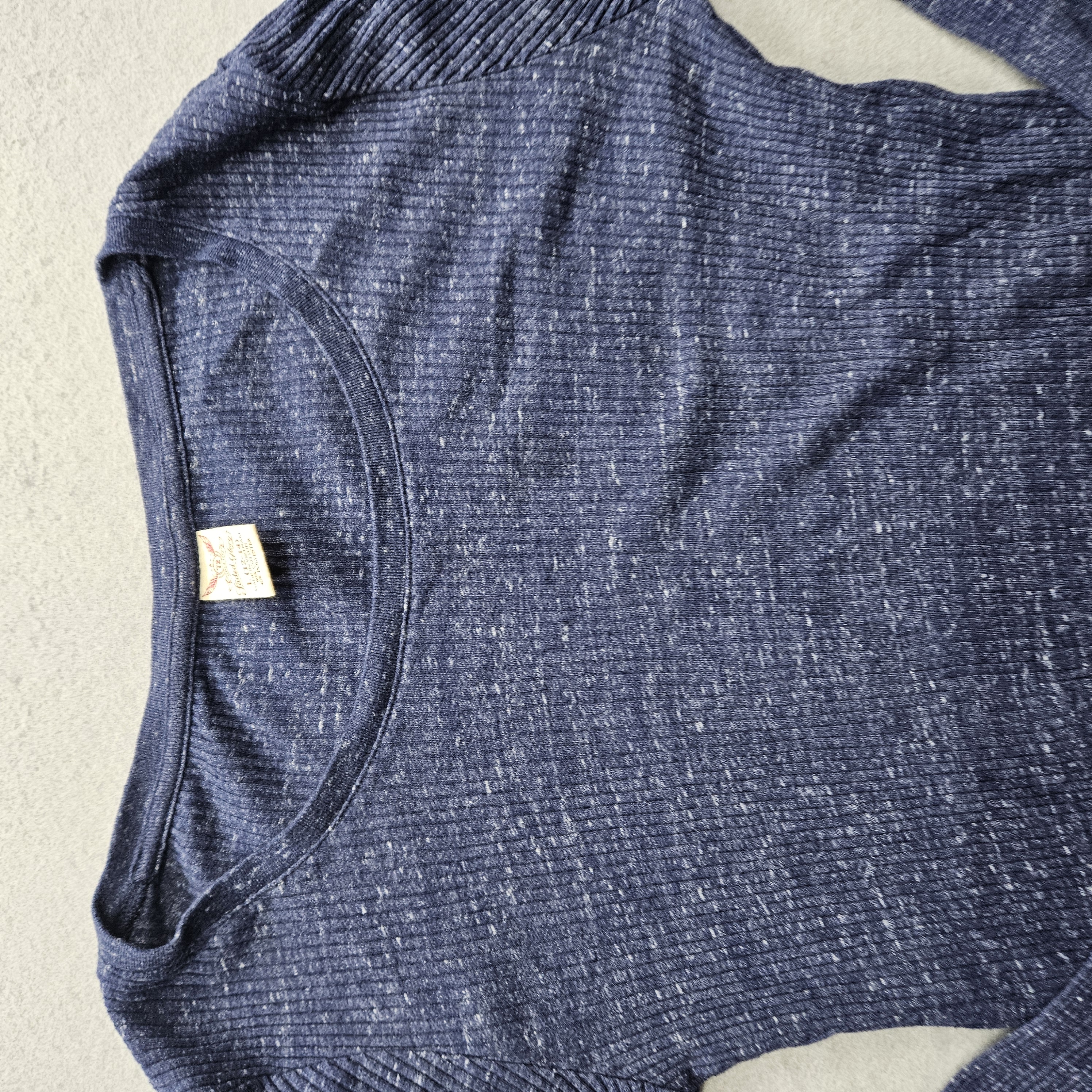 Faded Glory Women's Size Large Blue Speckled Long Sleeve Ribbed Sweater