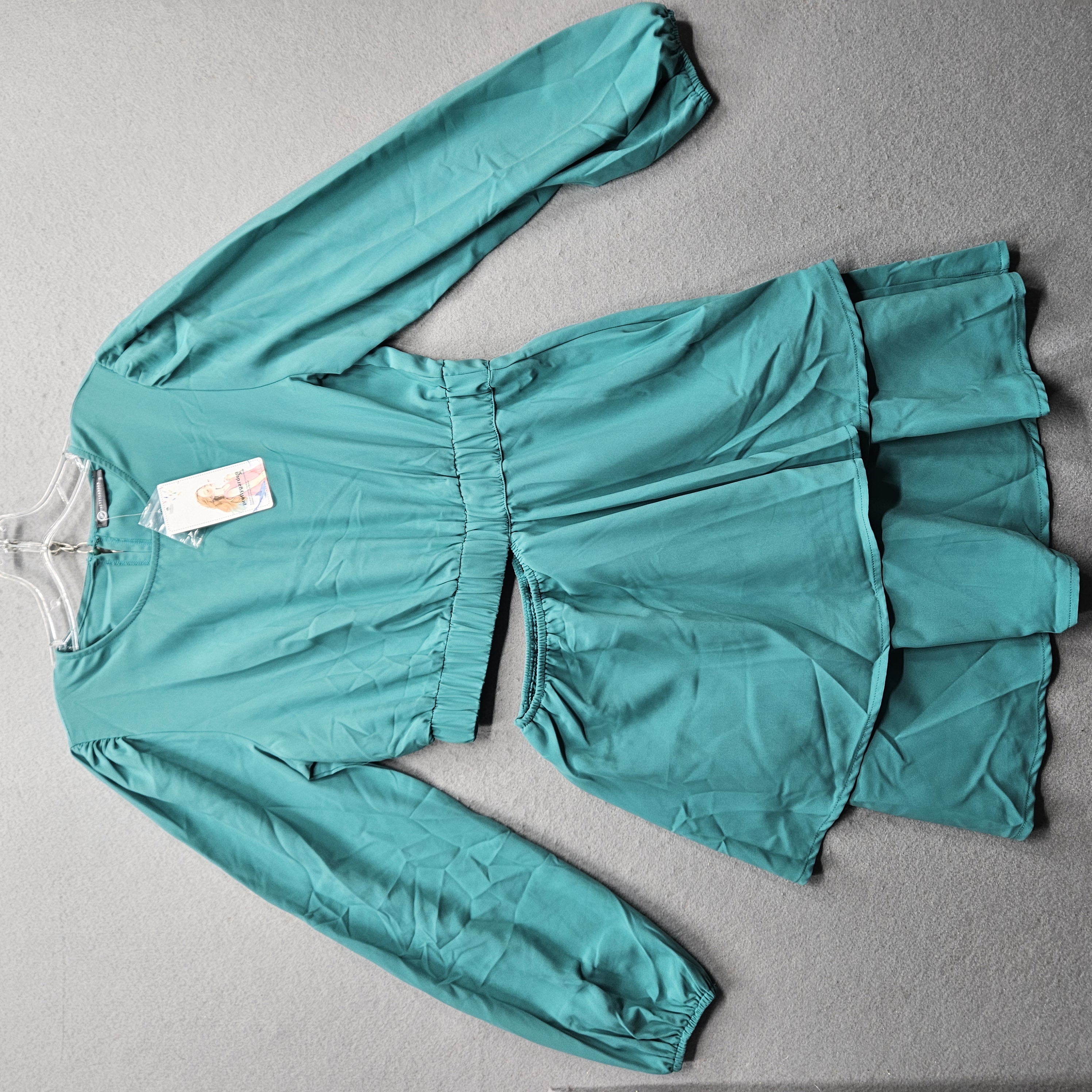Prettygarden Women's Size Small Teal Long Sleeve Dress NWT
