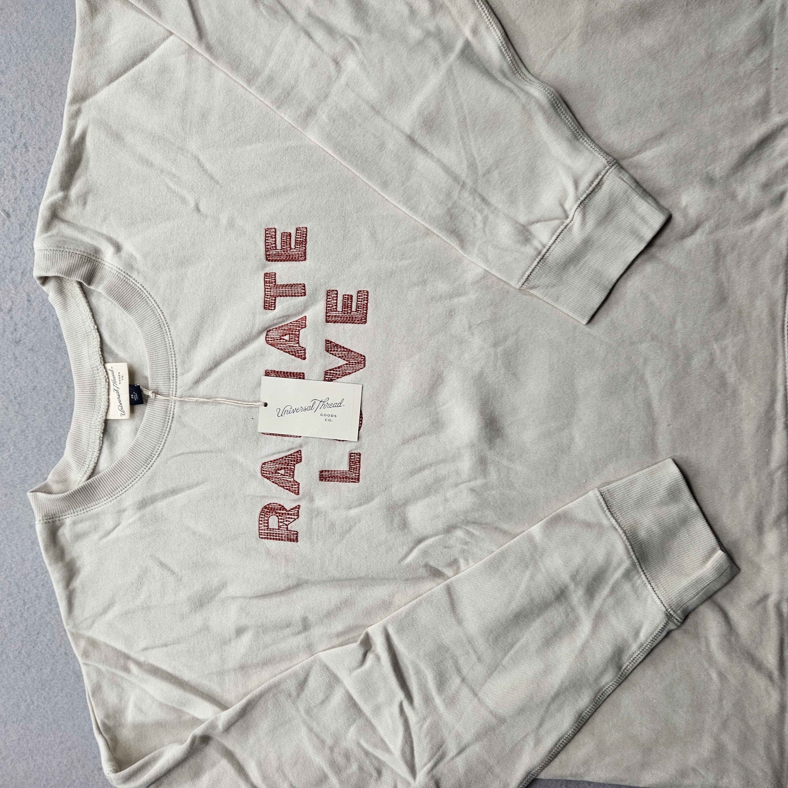 Radiate Love Universal Thread Goods Co. Women's 2X Cream Pullover Sweatshirt NWT
