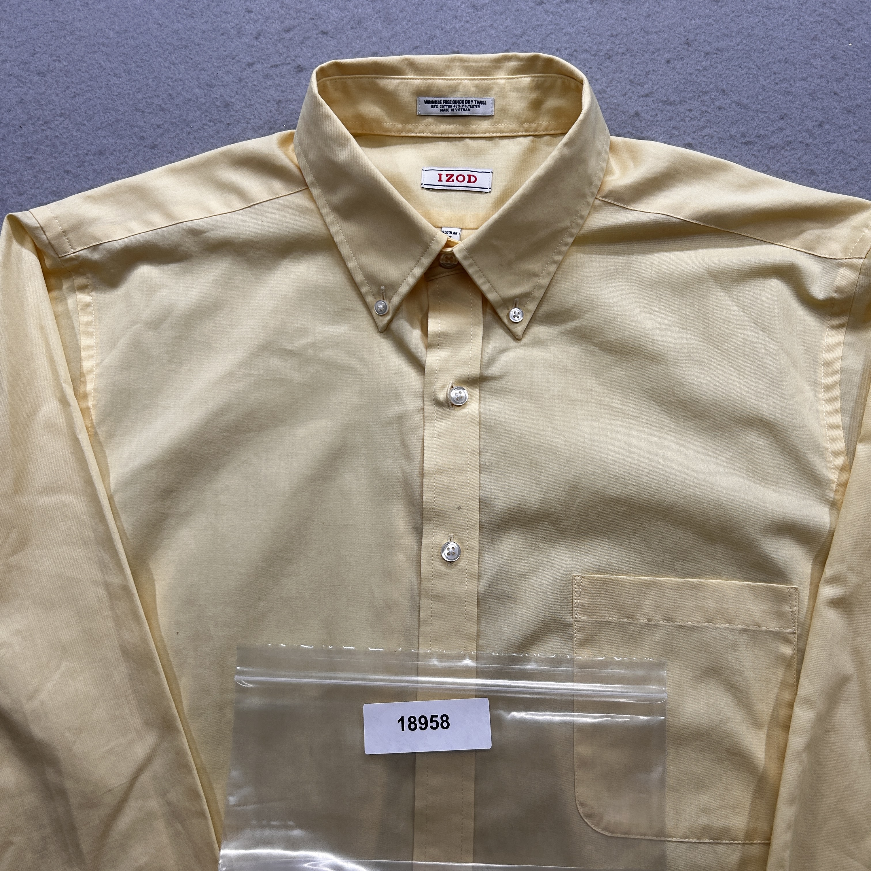 Izod Men's Regular Fit Dress Shirt Size 17 Yellow