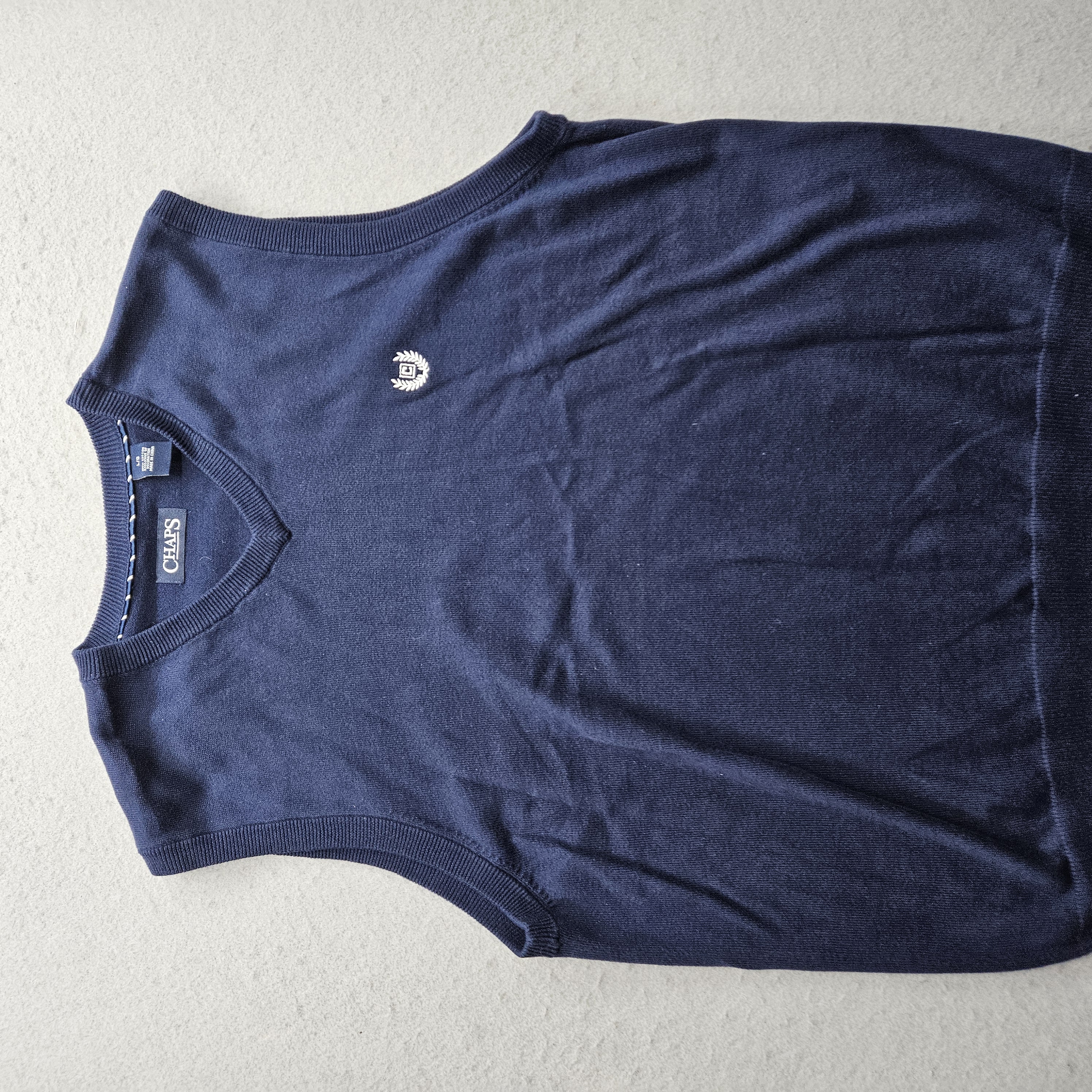 Chaps Men's Large Dark Blue V-Neck Cardigan Vest