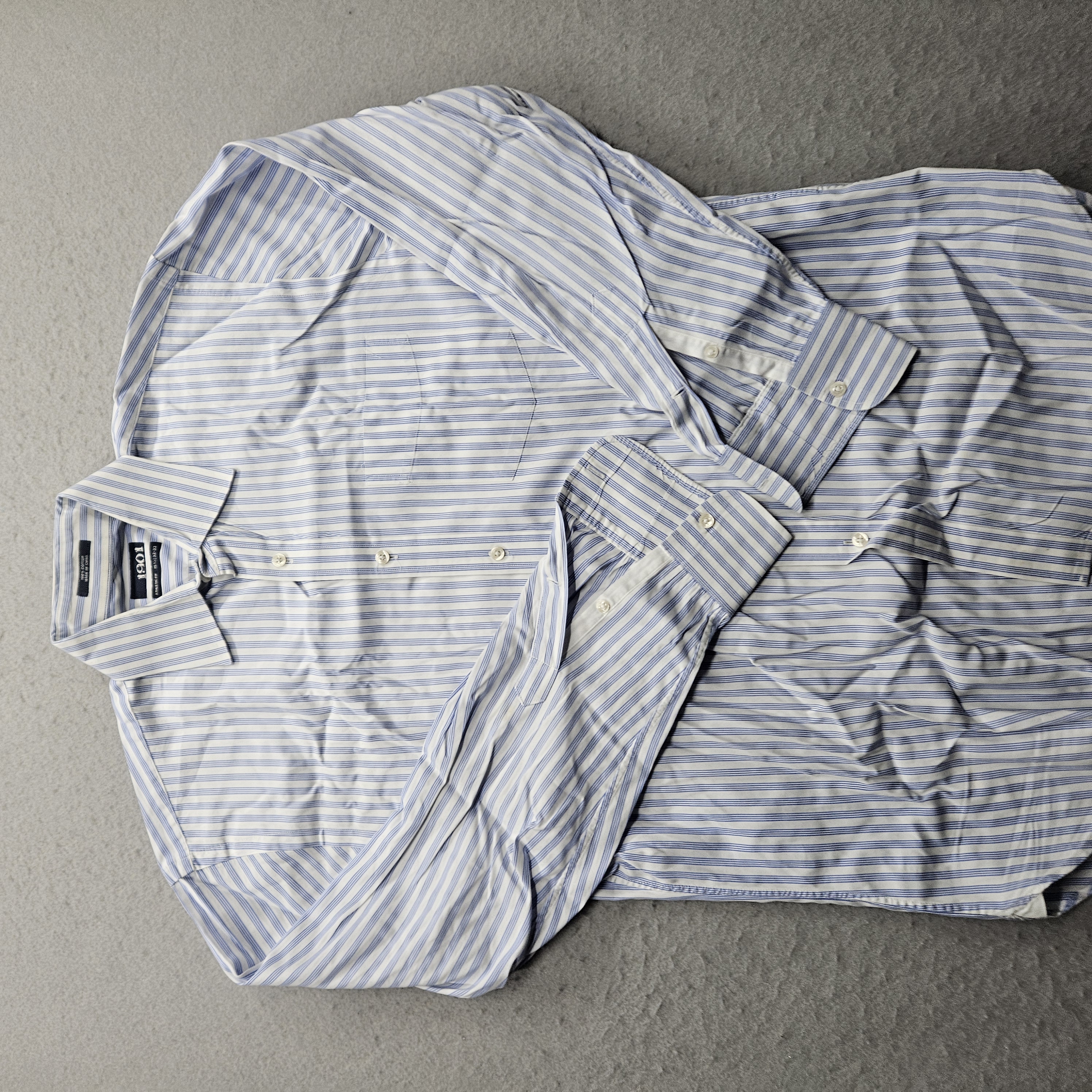 1901 Men's Size 15 1/2 Blue Striped Button Down Dress Shirt