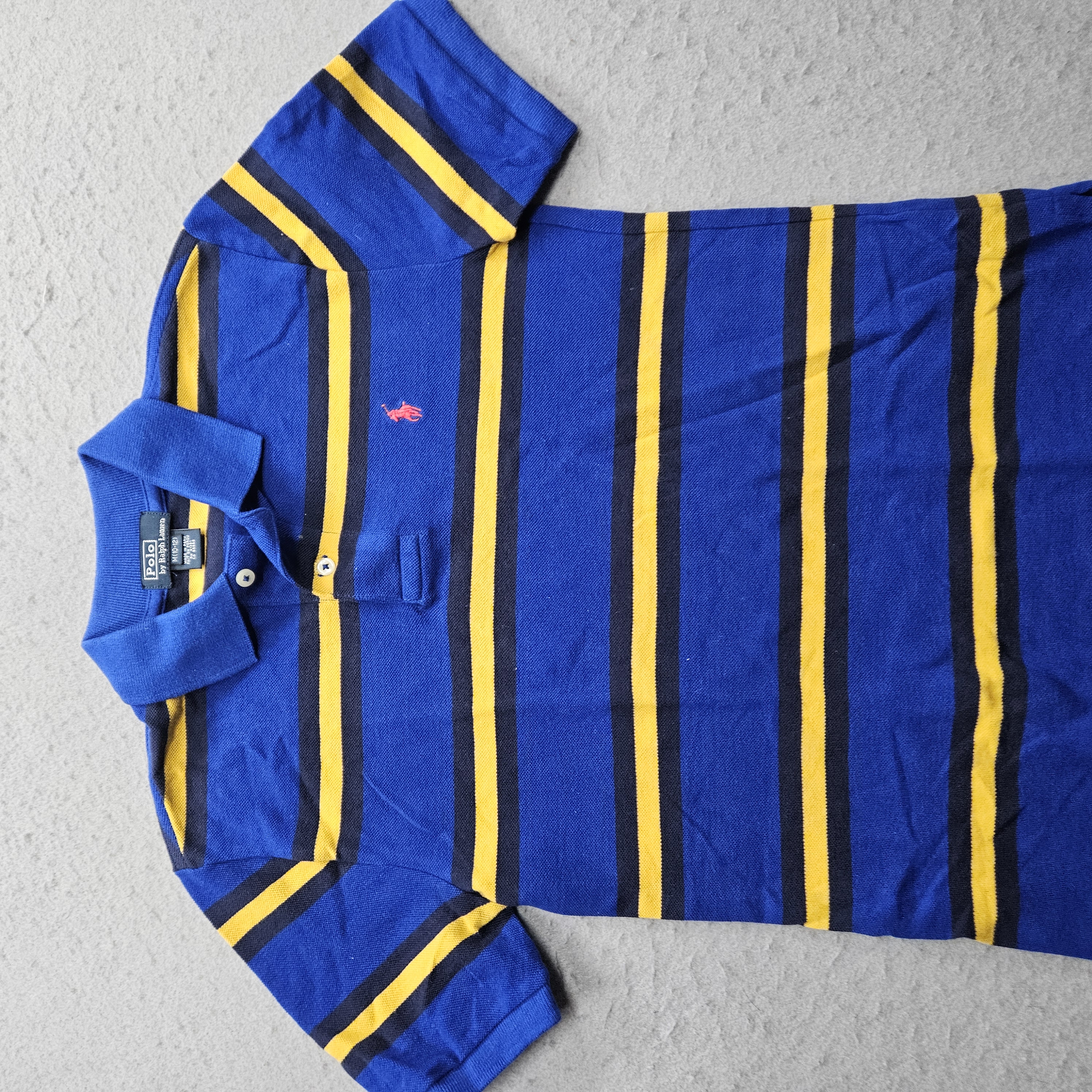 Polo by Ralph Lauren Youth Boys Medium Striped Polo Shirt Navy Yellow Black