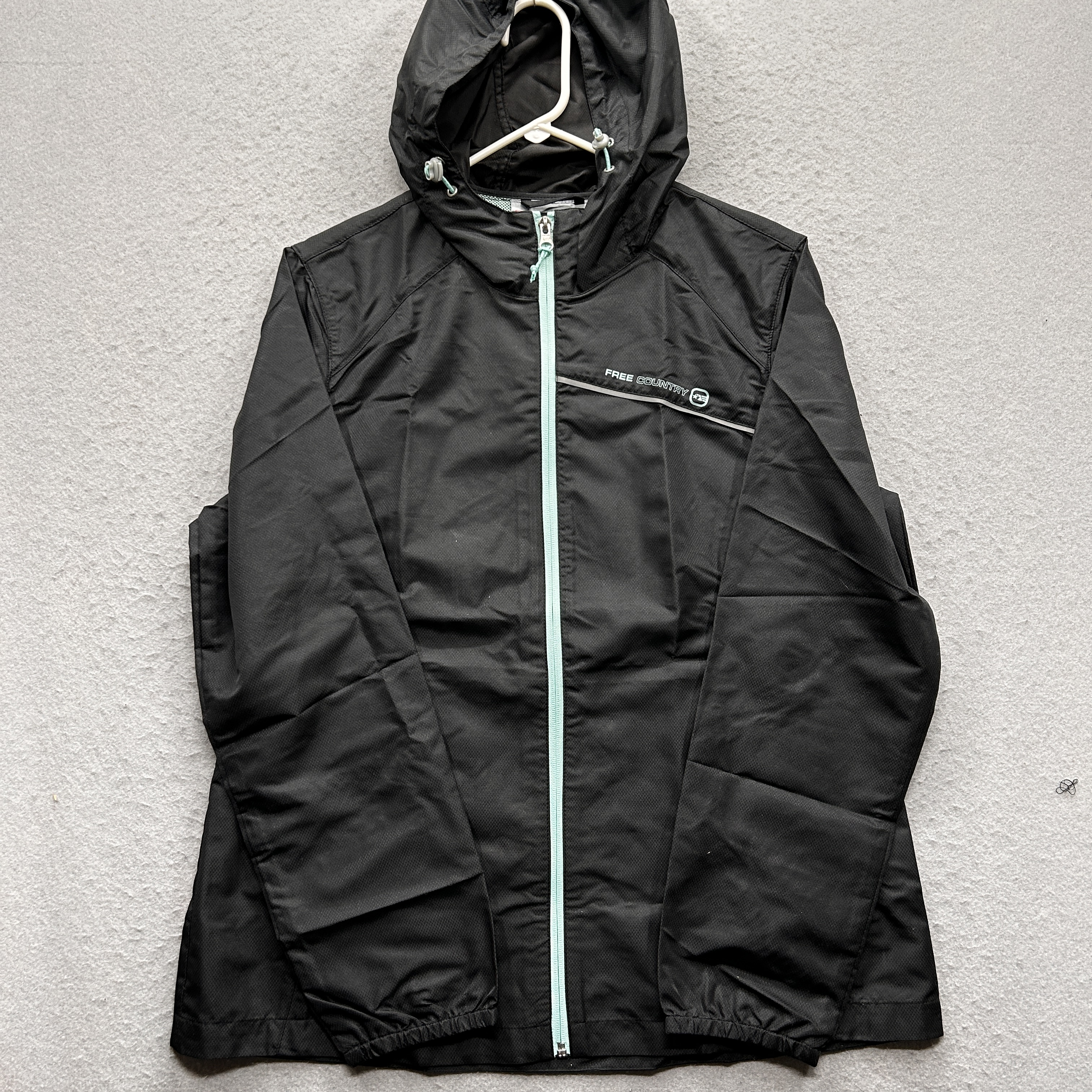 Free Country Women's Large Black Ice Green Weather Windbreaker Jacket NWT
