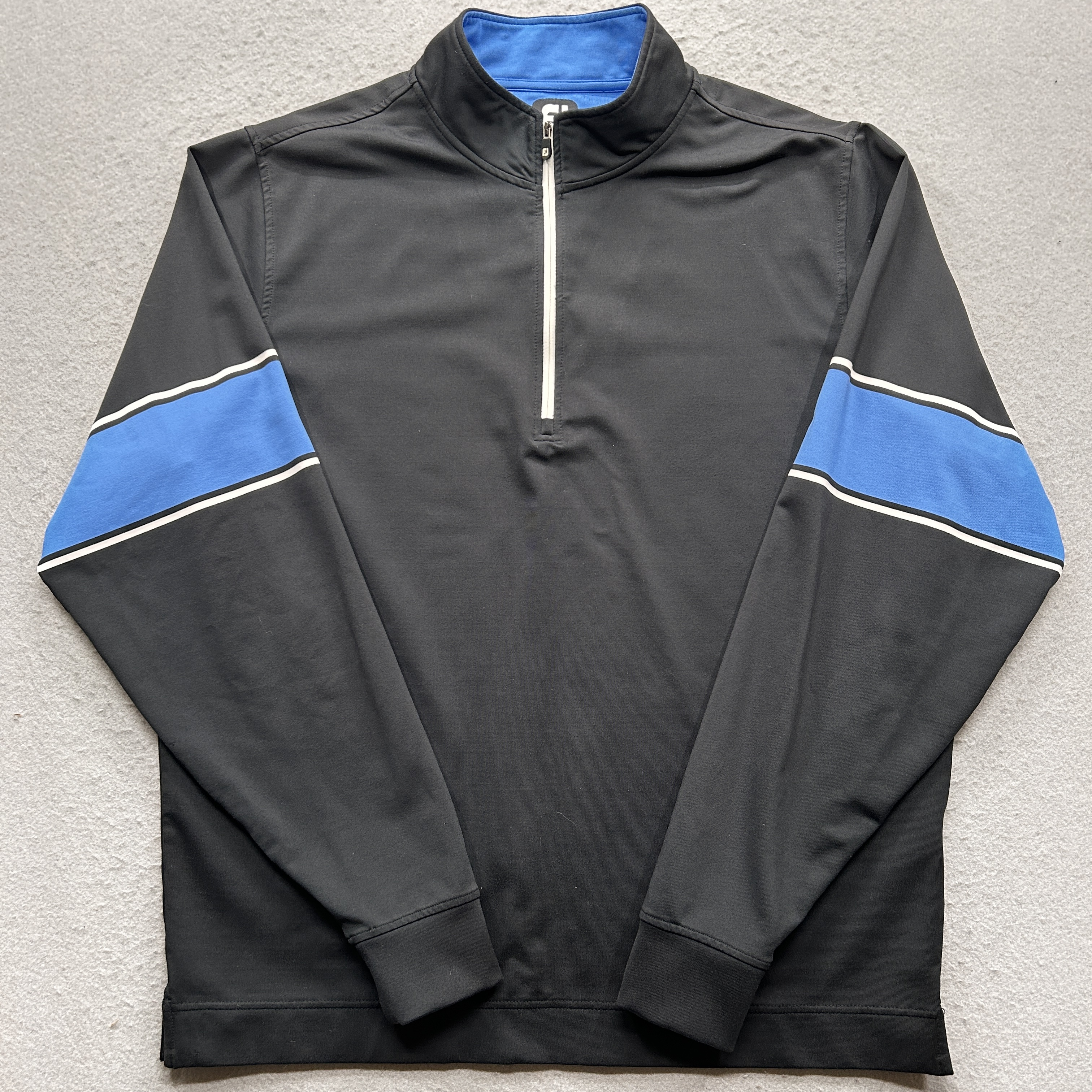 FJ Footjoy Men's XL Black Blue Activewear 1/4 Zip Golf Lightweight Pullover