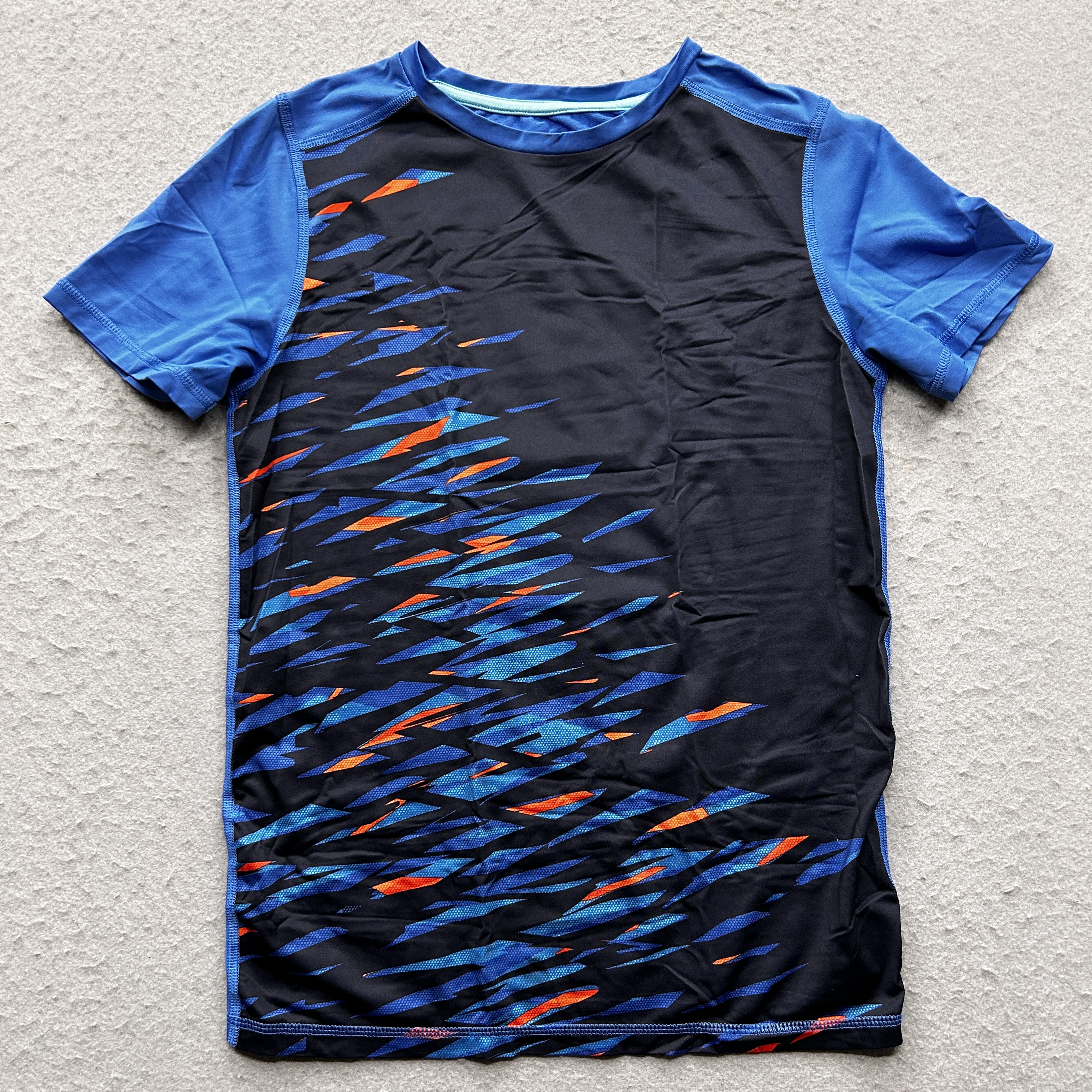 Champion Boys Size Large Blue Black Graphic Swim Shirt