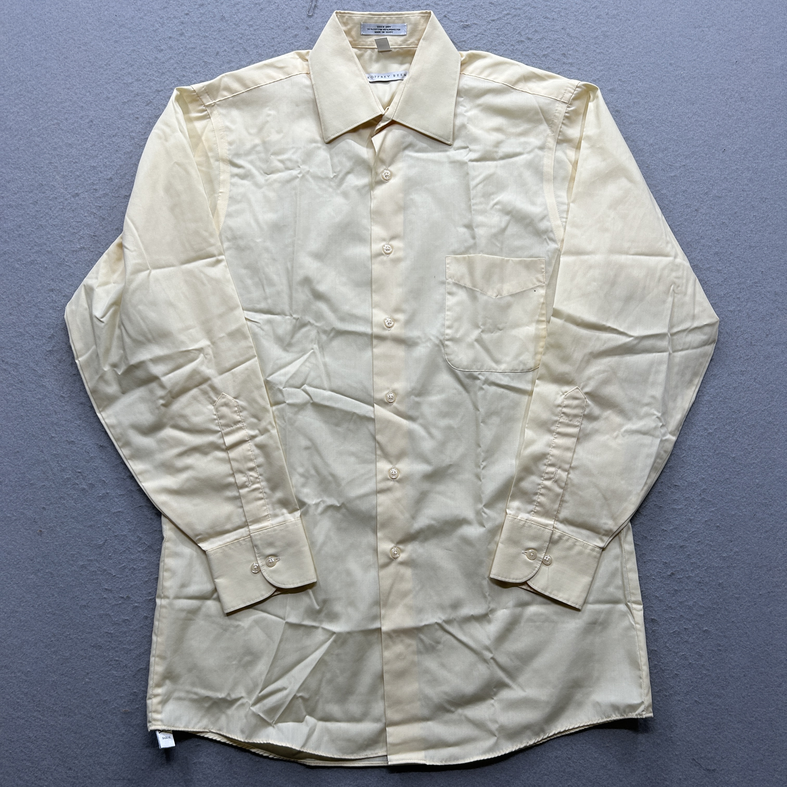 Geoffrey Beene Men's Dress Shirt Medium Light Yellow Long Sleeve