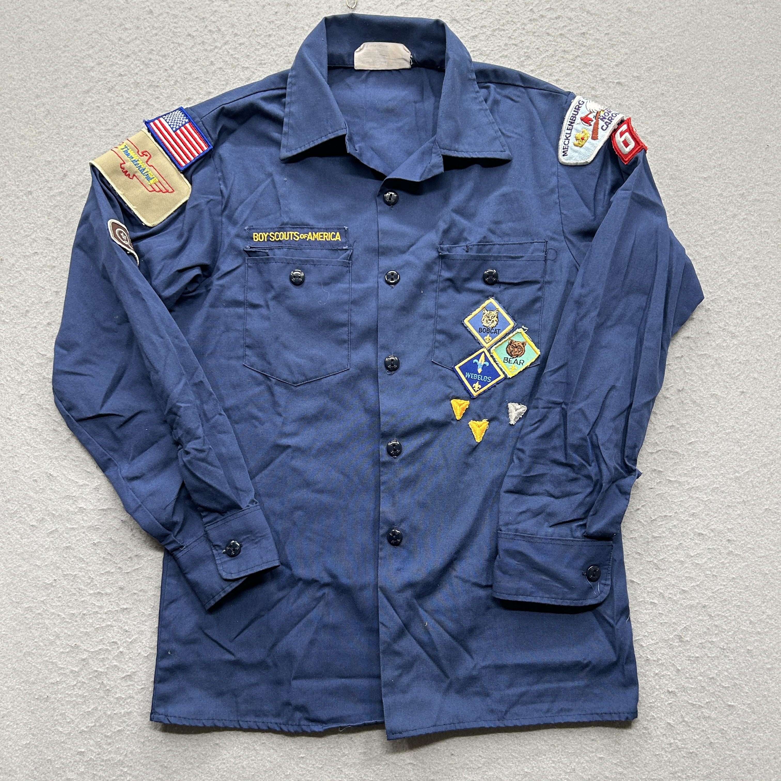 Boy Scouts of America Boys Size Large Navy Long Sleeve Uniform Shirt