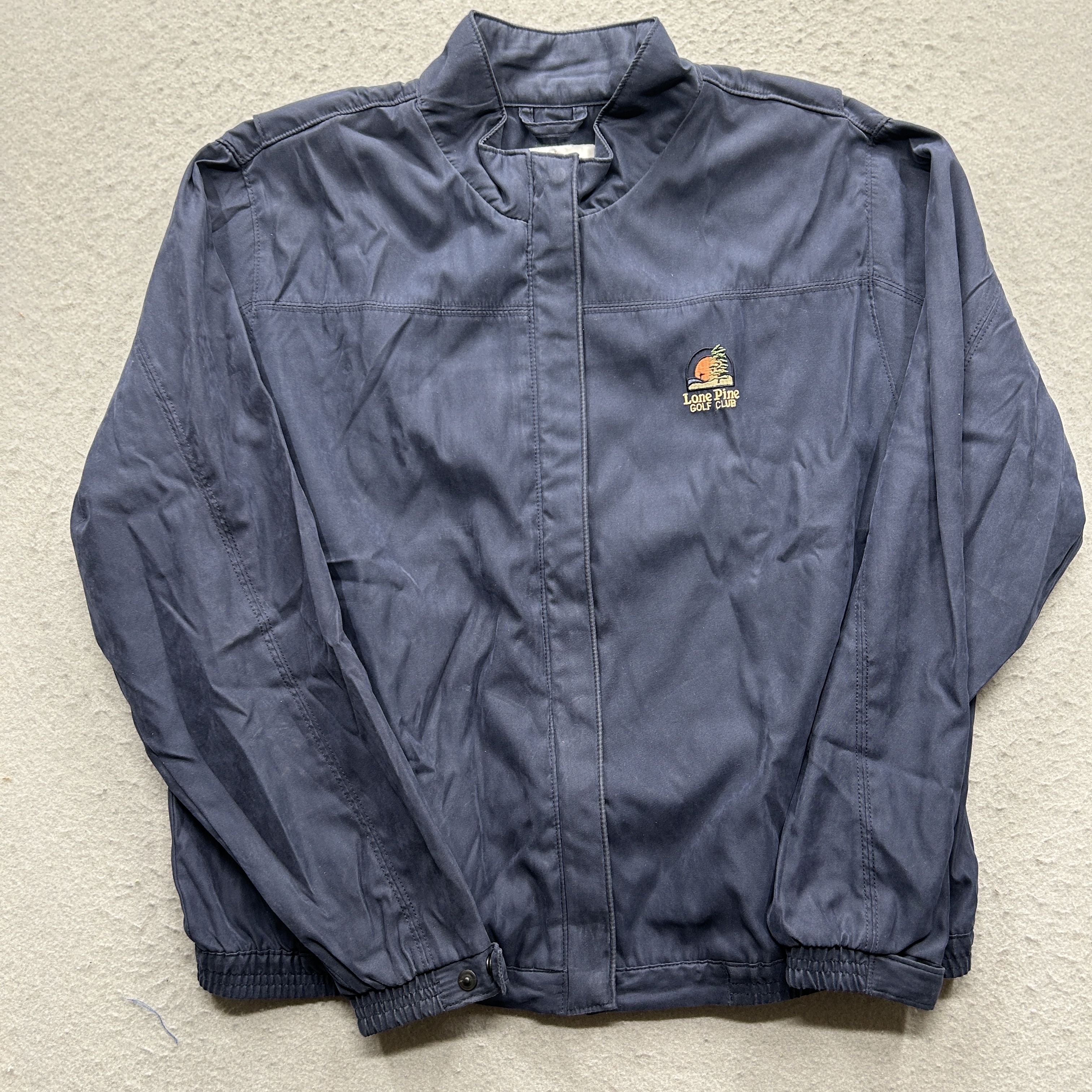 Antigua Men's Golf Windbreaker Jacket Size Large Navy Lone Pine Golf Club