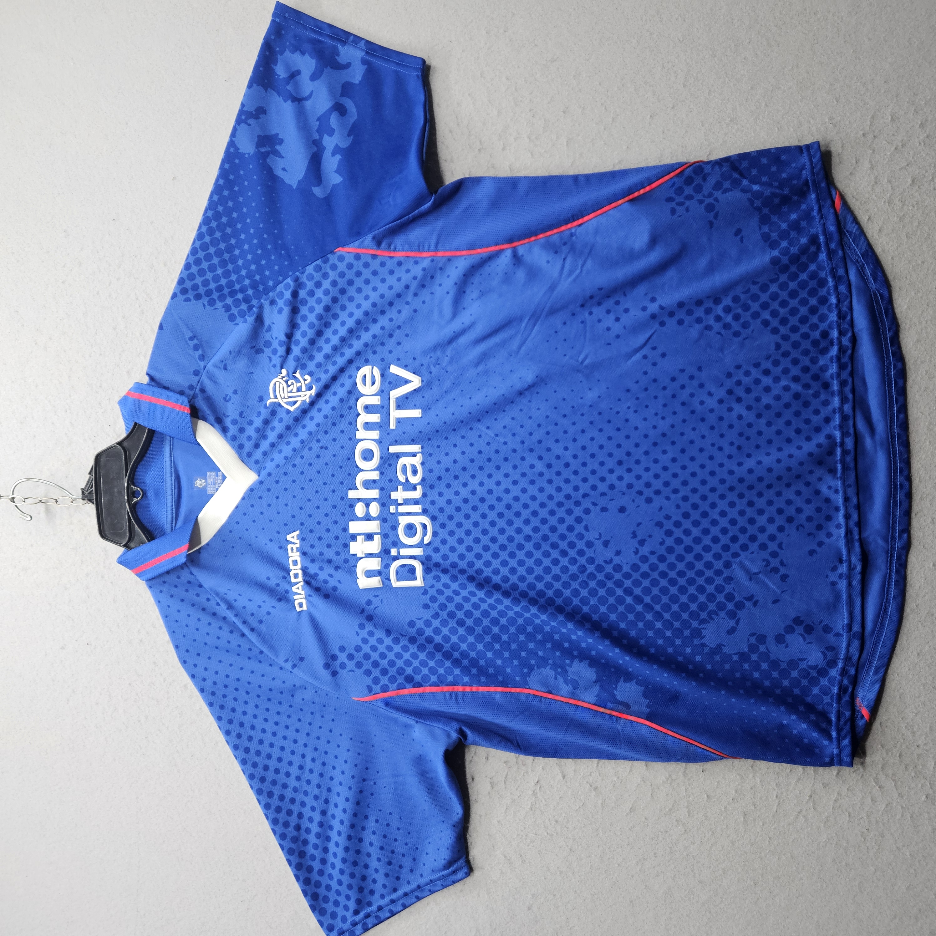 Rangers FC Diadora Men's Size XL Blue Soccer Jersey ntl Home Digital TV