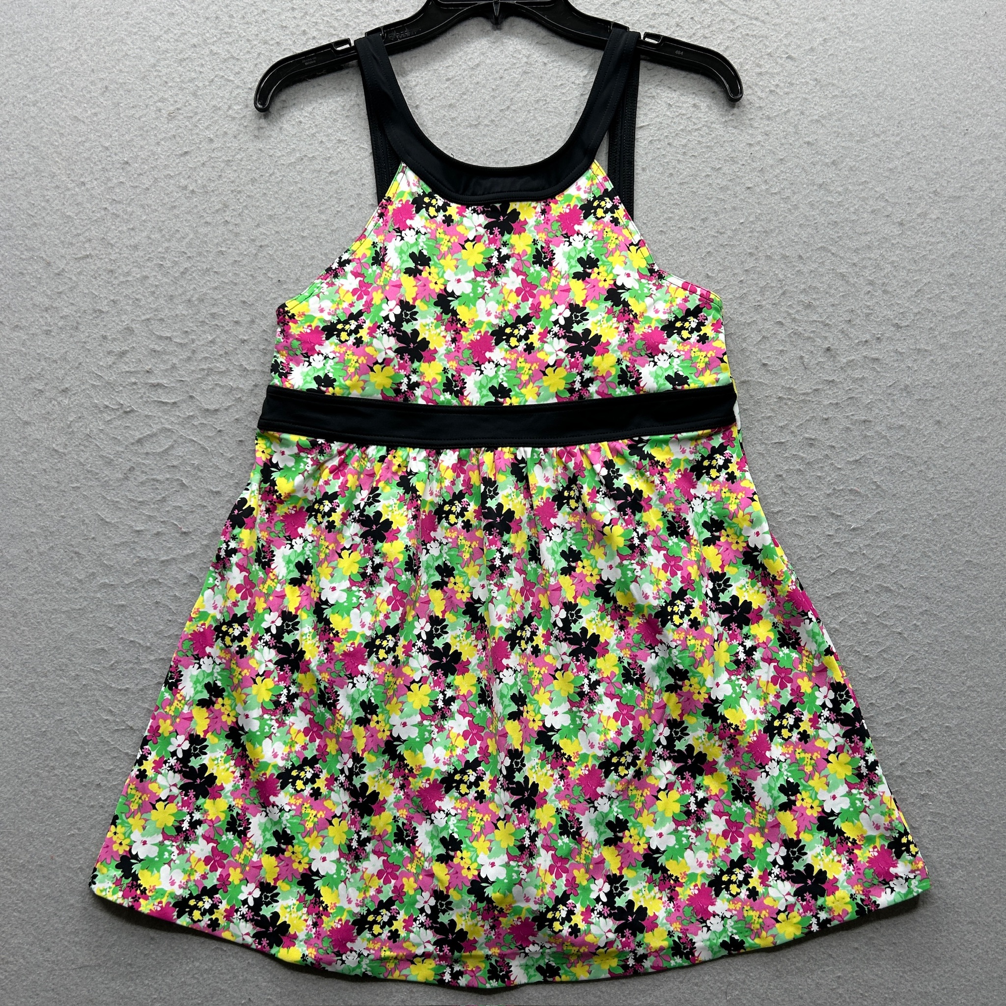 It Figures! Womens Size 12 Floral Swim Dress Racerback Skirted Bottom