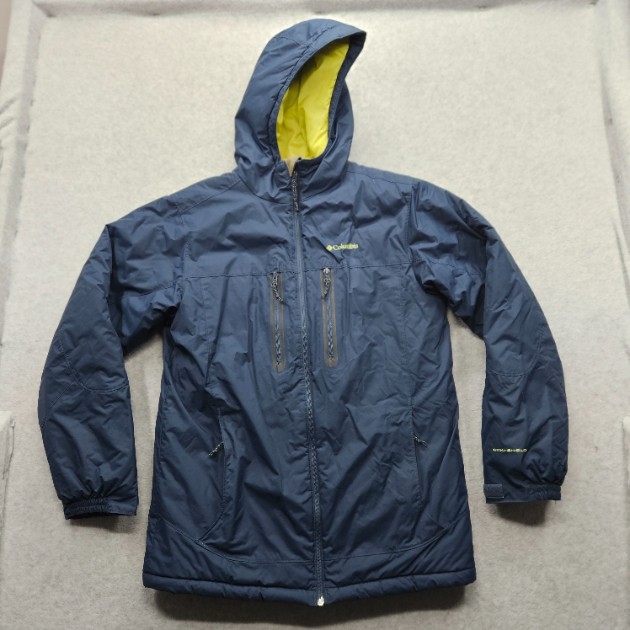 Columbia Boys Size 18/20 Navy Yellow Long Sleeve Hooded Jacket